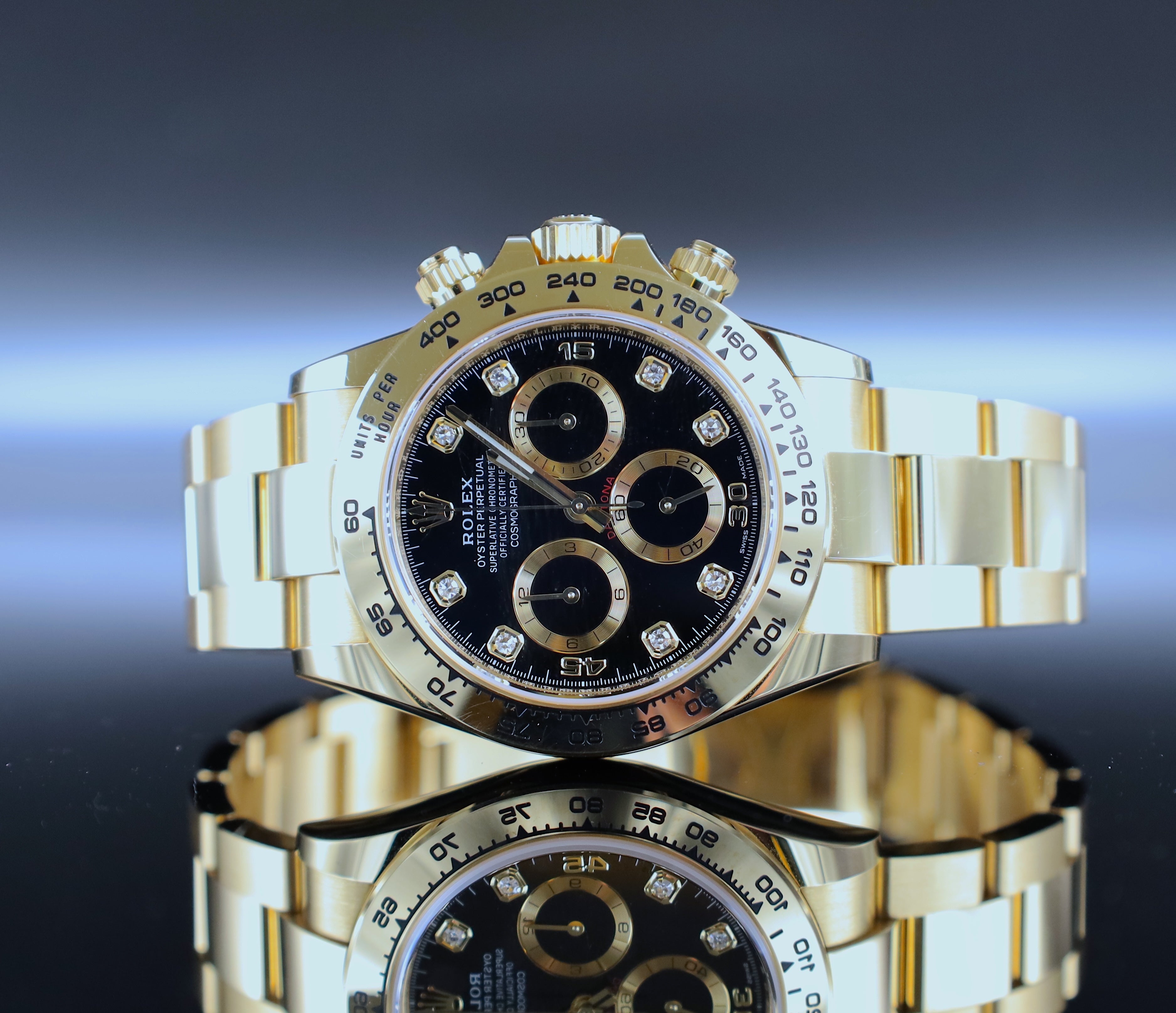 Rolex Daytona Gelbgold Schwarzes Diamant Zifferblatt 2021 - LC100 - 116508