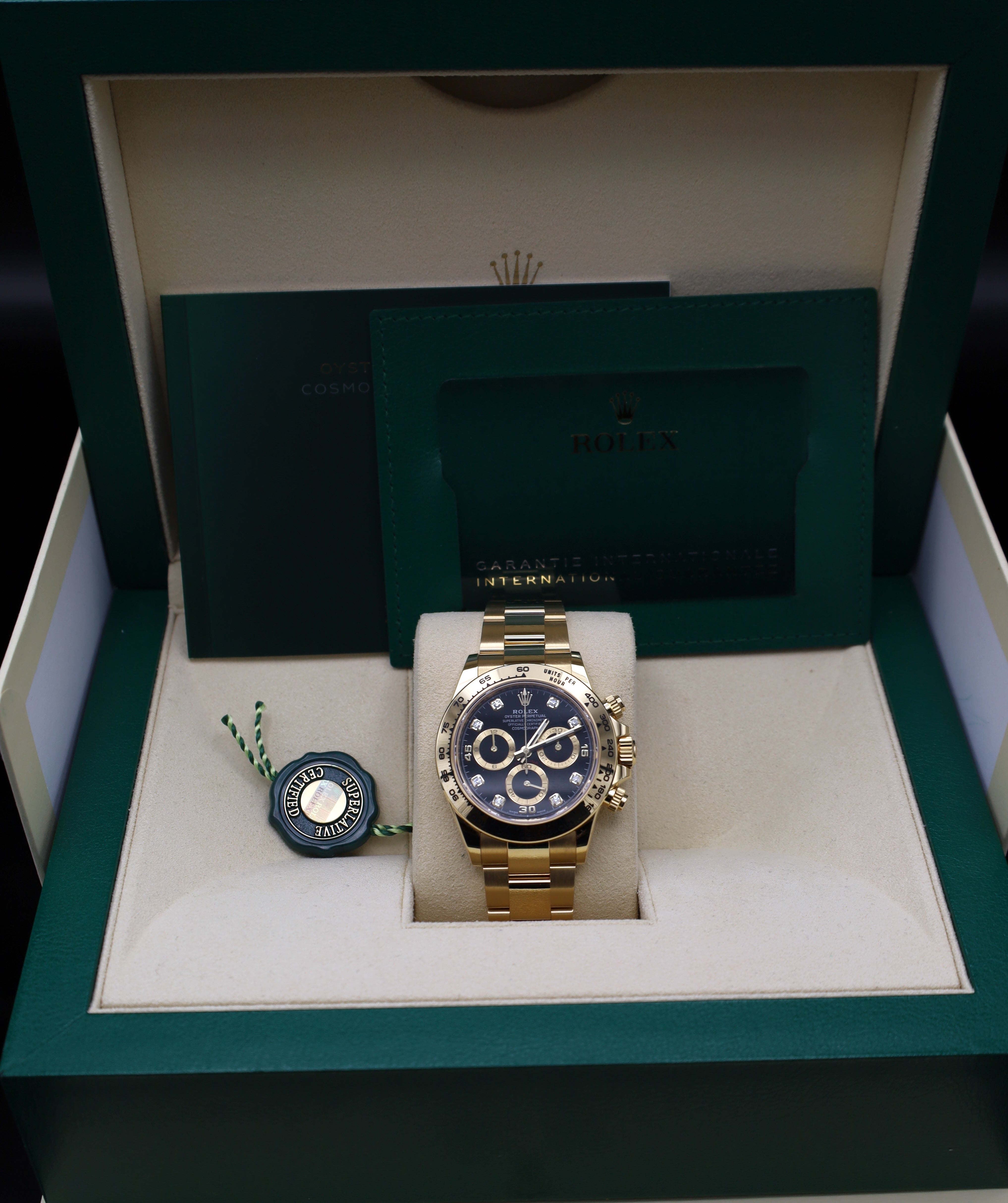 Rolex Daytona Gelbgold Schwarzes Diamant Zifferblatt 2021 - LC100 - 116508