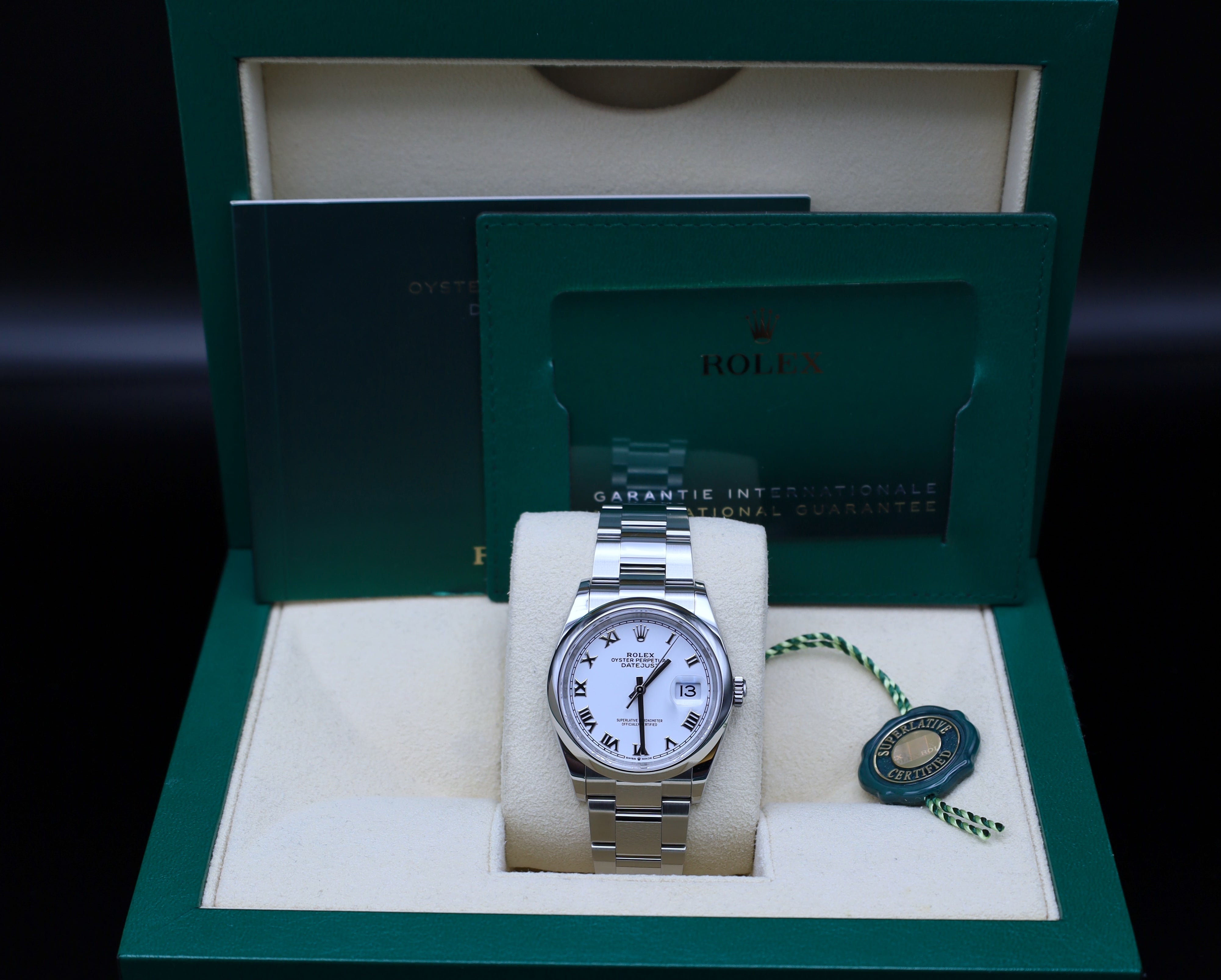 Rolex Datejust 36 Weiß Römisches Zifferblatt - LC100 - 126200 - Fullset - Oysterband