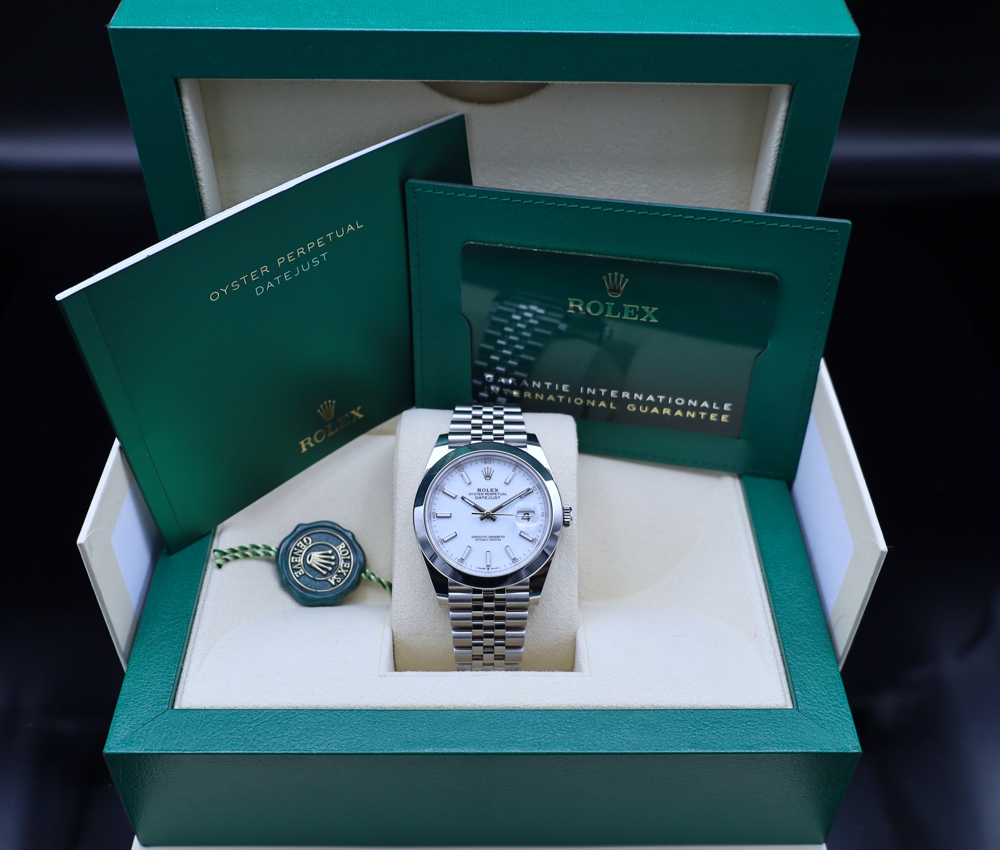 Rolex Datejust 41 Weißes Zifferblatt - LC100 - 2022 - Jubileeband - Fullset
