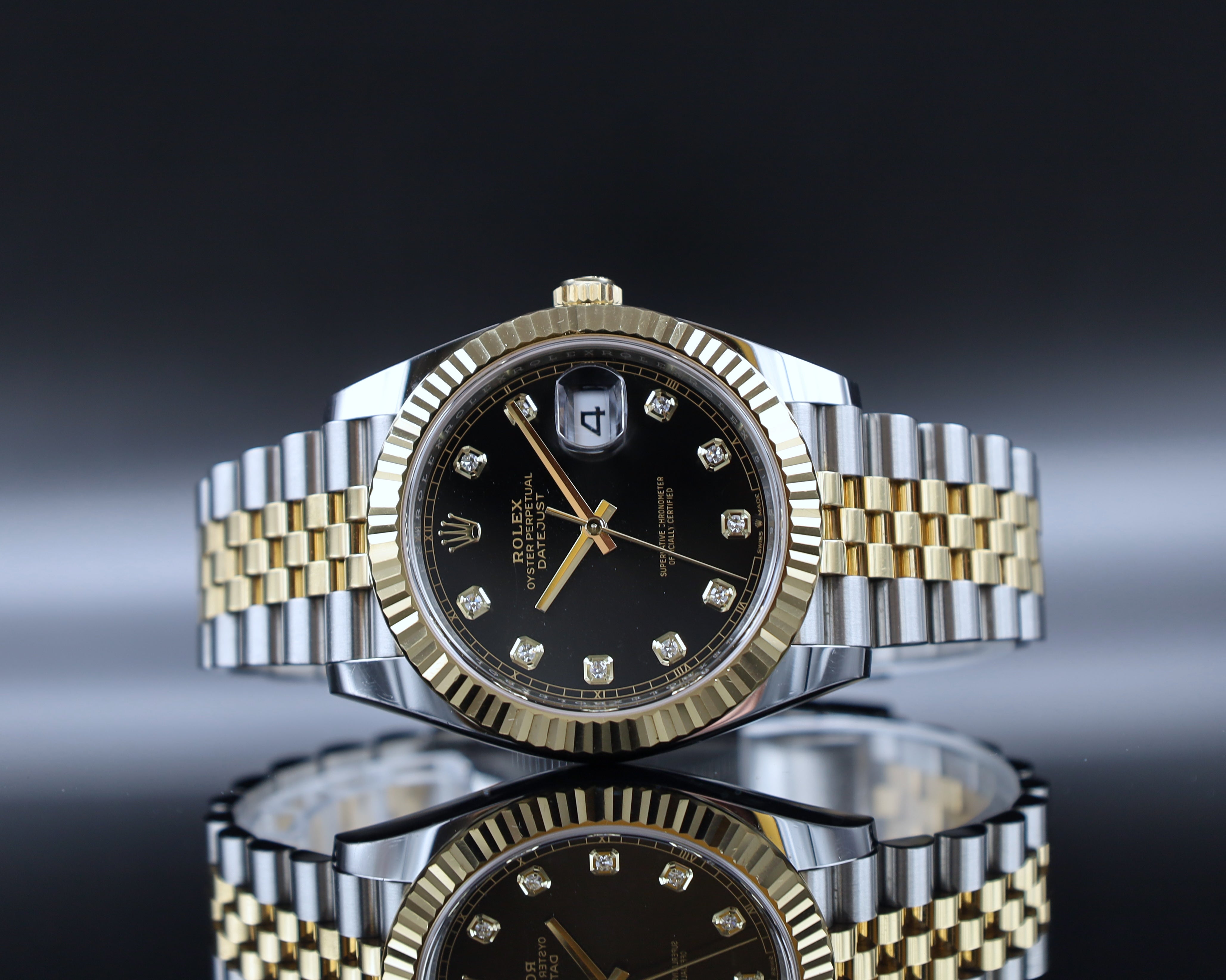 Rolex Datejust 41 Schwarz Diamant - Stahl/Gold - 11/2024 - LC100 - Fullset