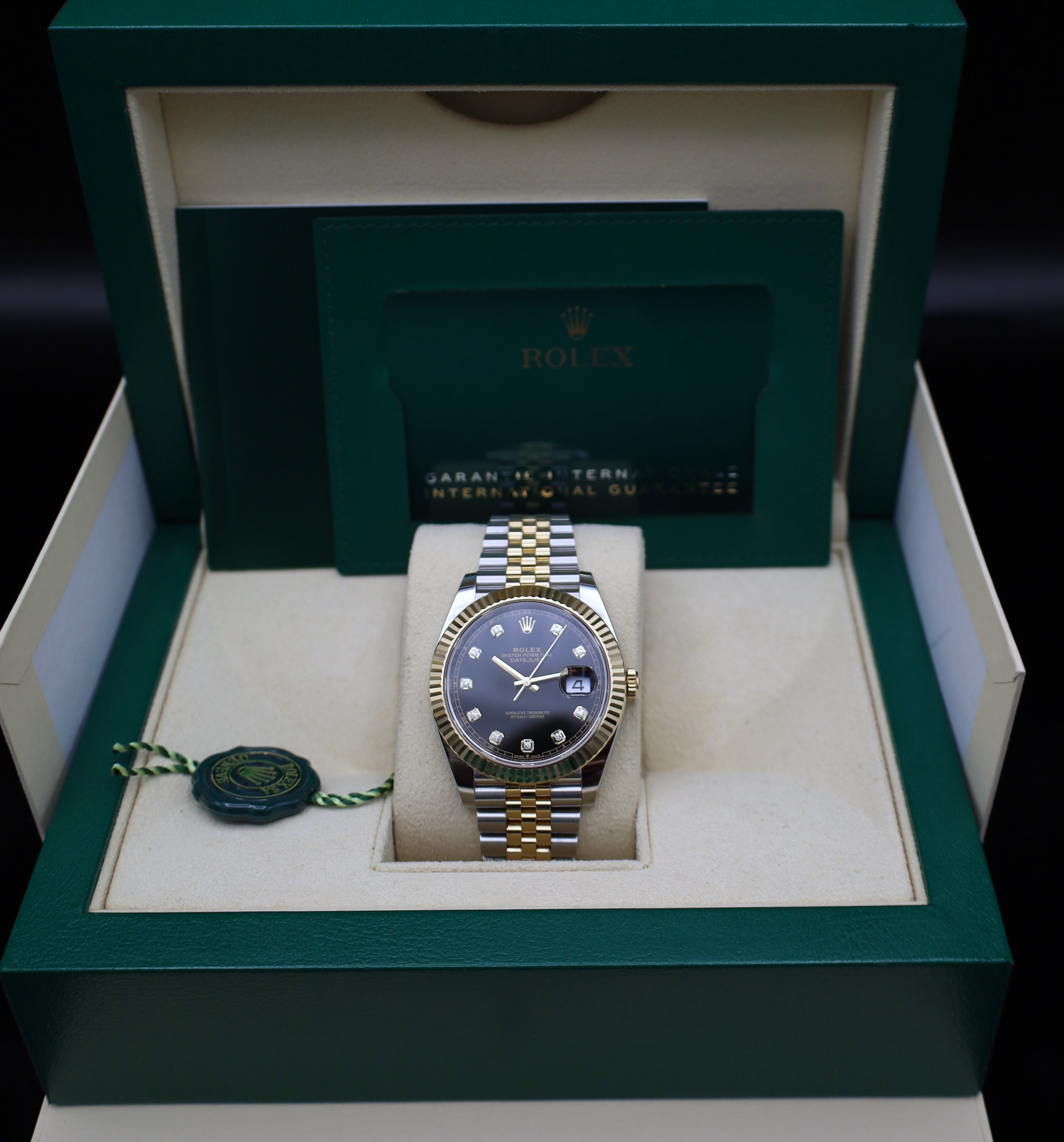 Rolex Datejust 41 Schwarz Diamant - Stahl/Gold - 11/2024 - LC100 - Fullset