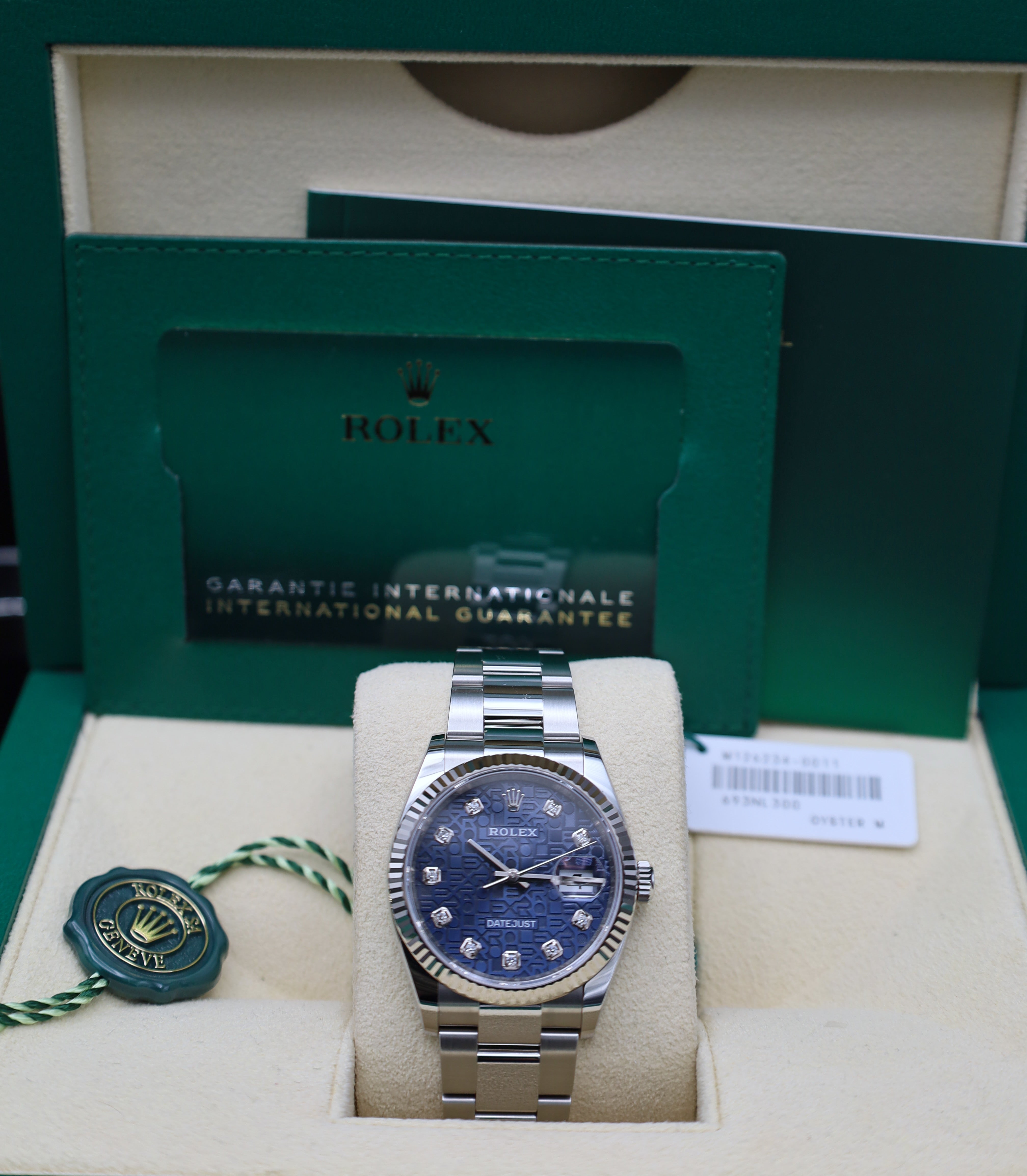 Rolex Datejust 36 Blau Diamant Jubiläum "Rolex" Zifferblatt - 2020 - Oyster - 126234