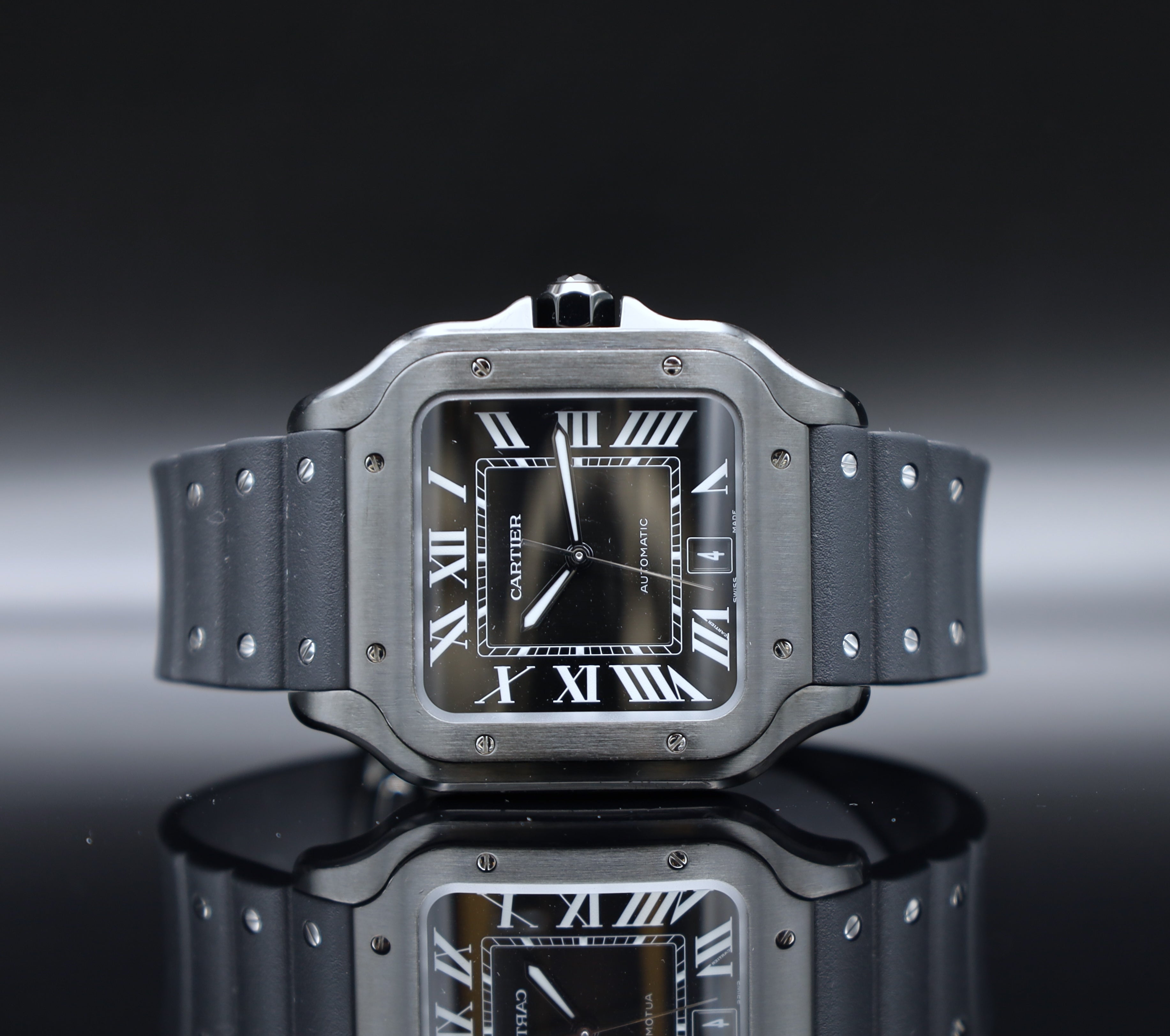 Cartier Santos De Cartier Schwarz Kautschuk 2023 - Deutsche Papiere - WSSA0039 -Fullset