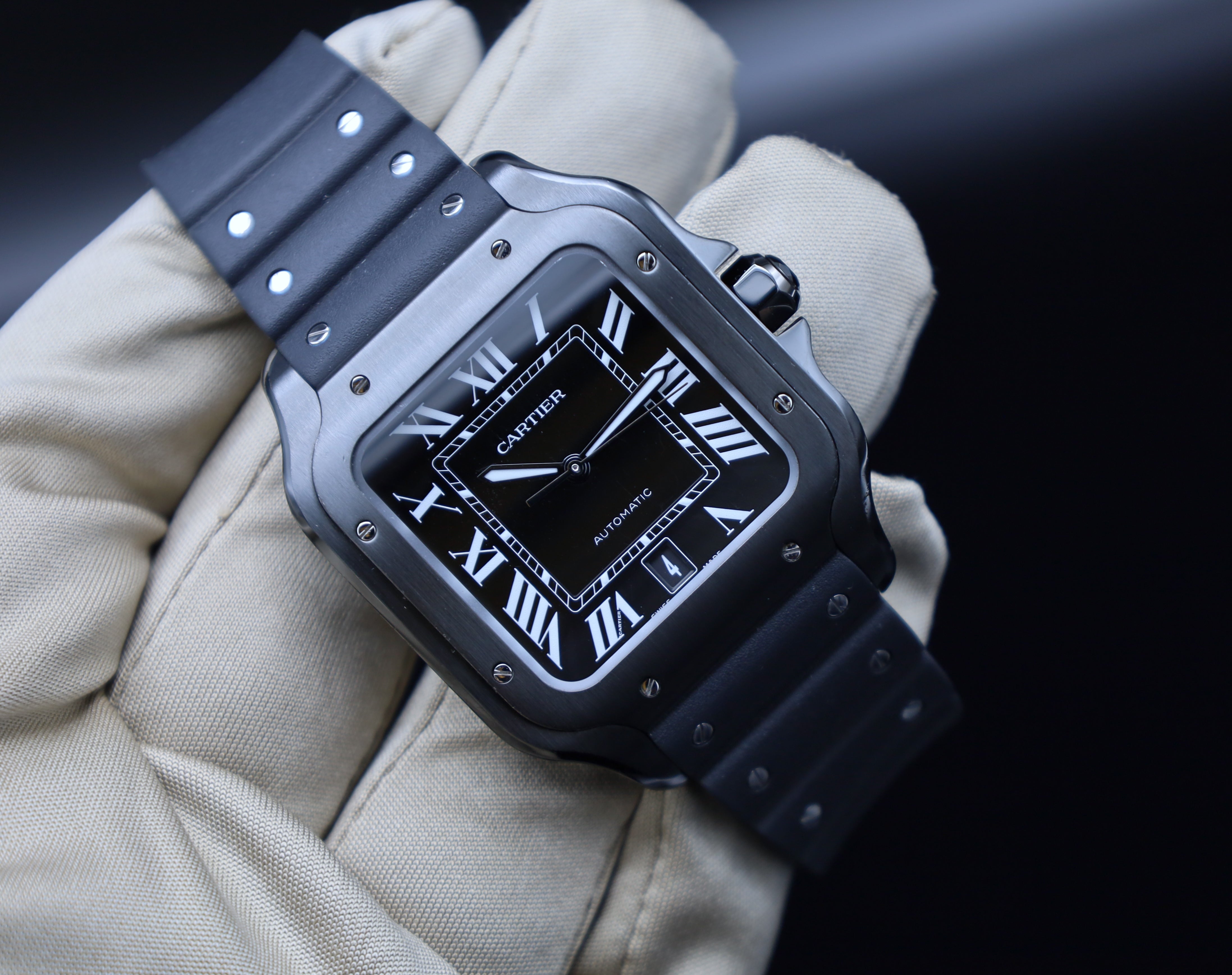 Cartier Santos De Cartier Schwarz Kautschuk 2023 - Deutsche Papiere - WSSA0039 -Fullset