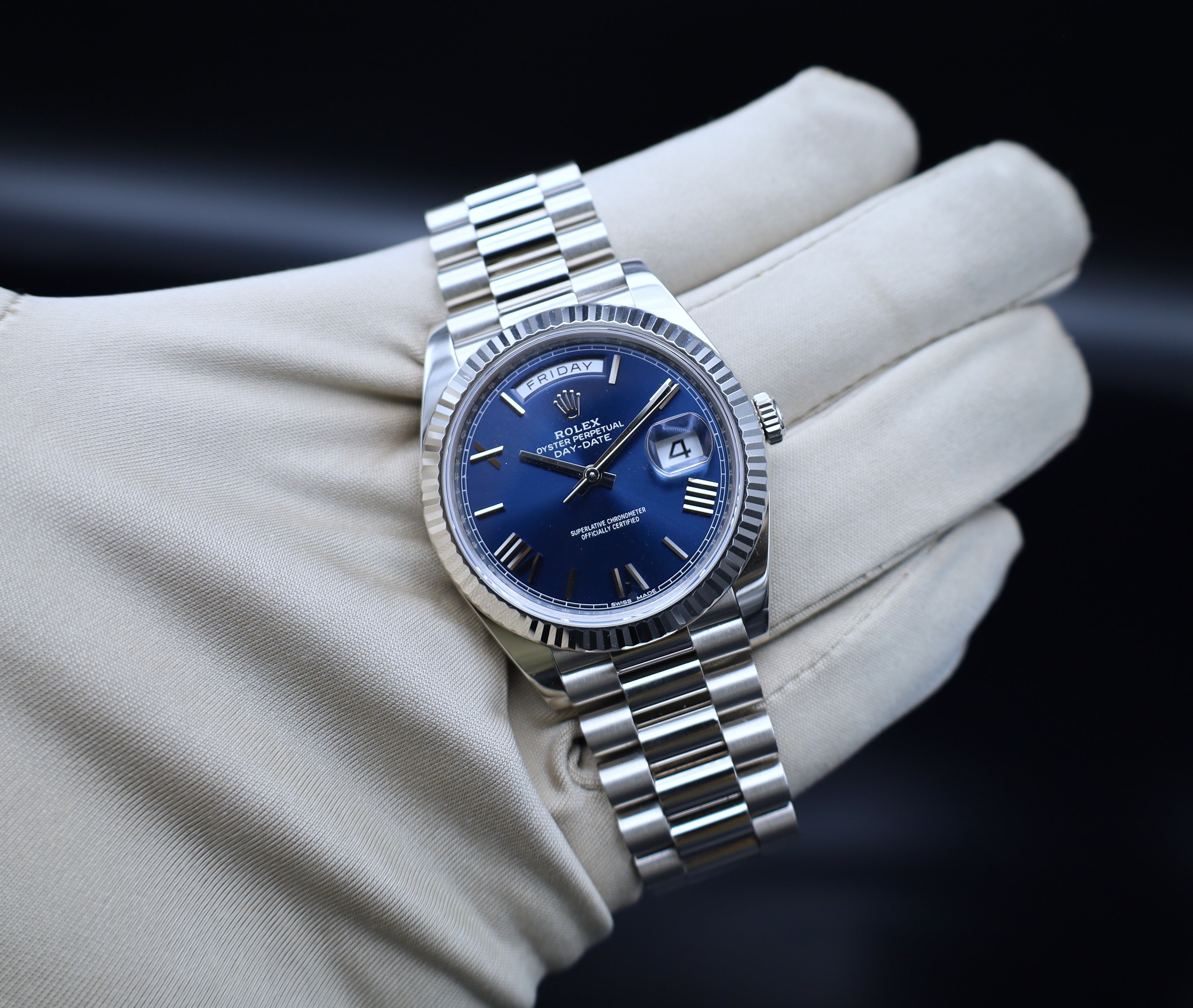 Rolex Day Date Weißgold Blaues Zifferblatt - LC100 - 2018 - 228239 - Fullset