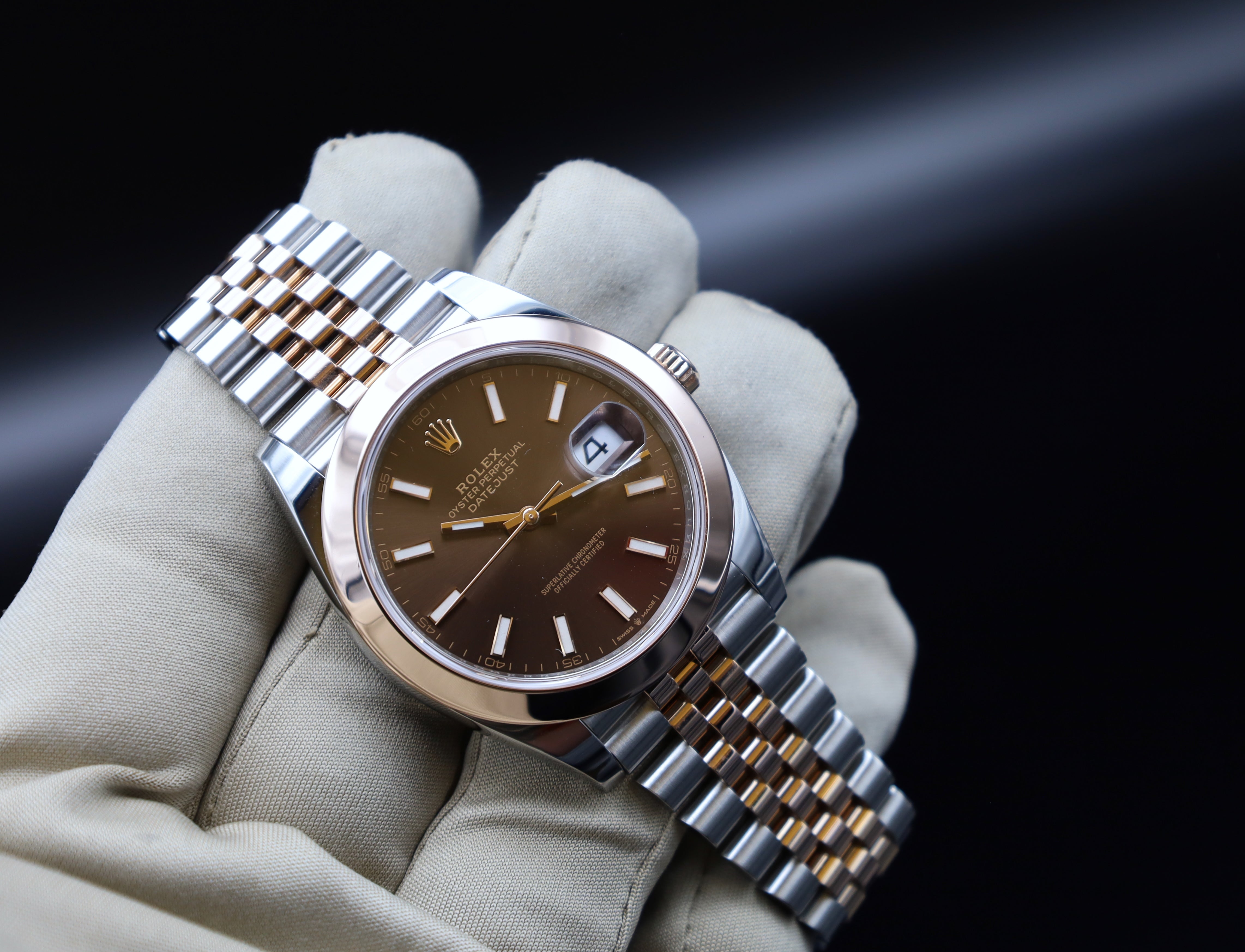 Rolex Datejust 41 Chocolate - Fullset - Jubilee - 126301 - Stahl/Rosé