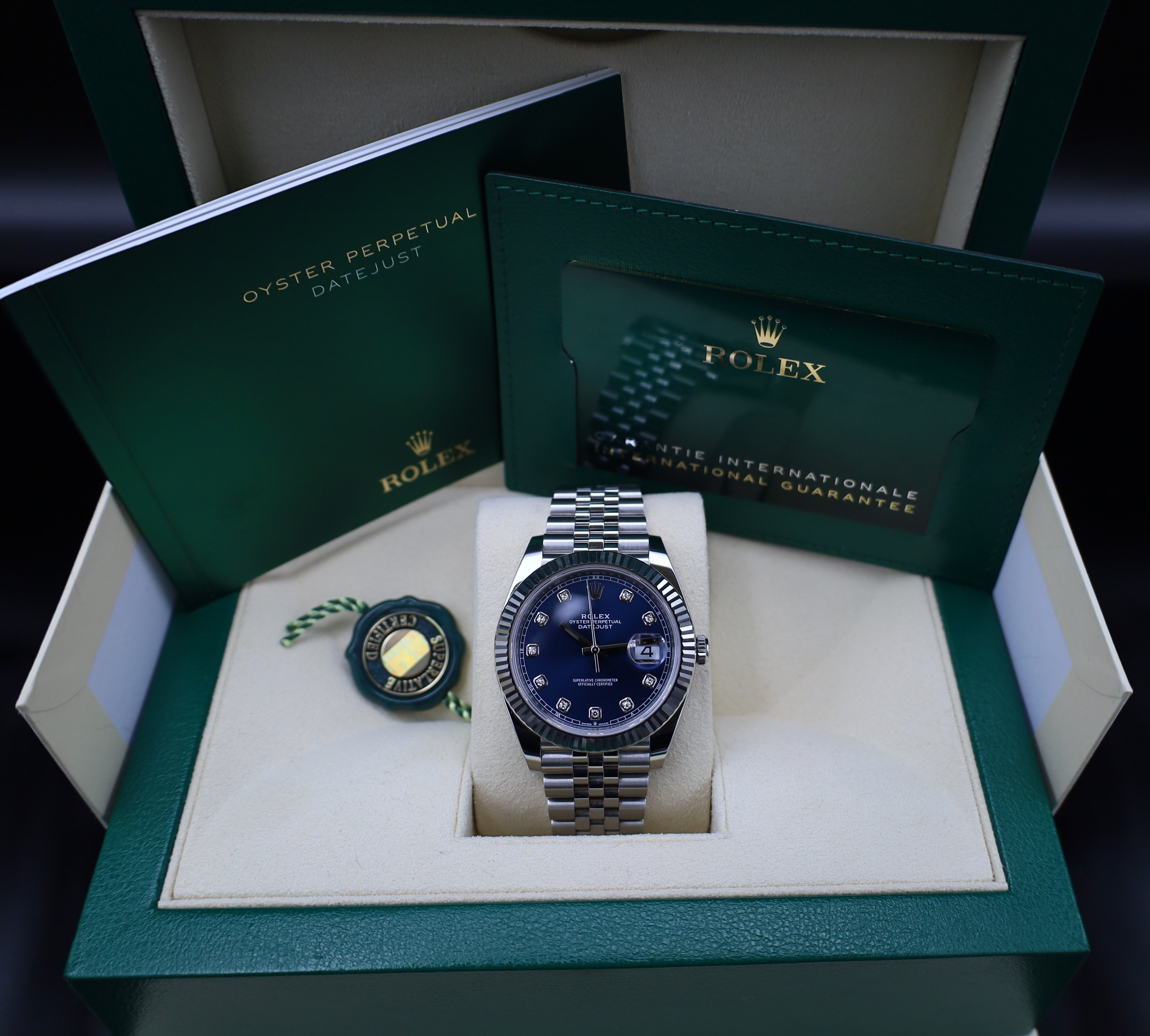 Rolex Datejust 41 Blau Diamant - LC100- 2024 - Fullset - Jubileeband - 126334
