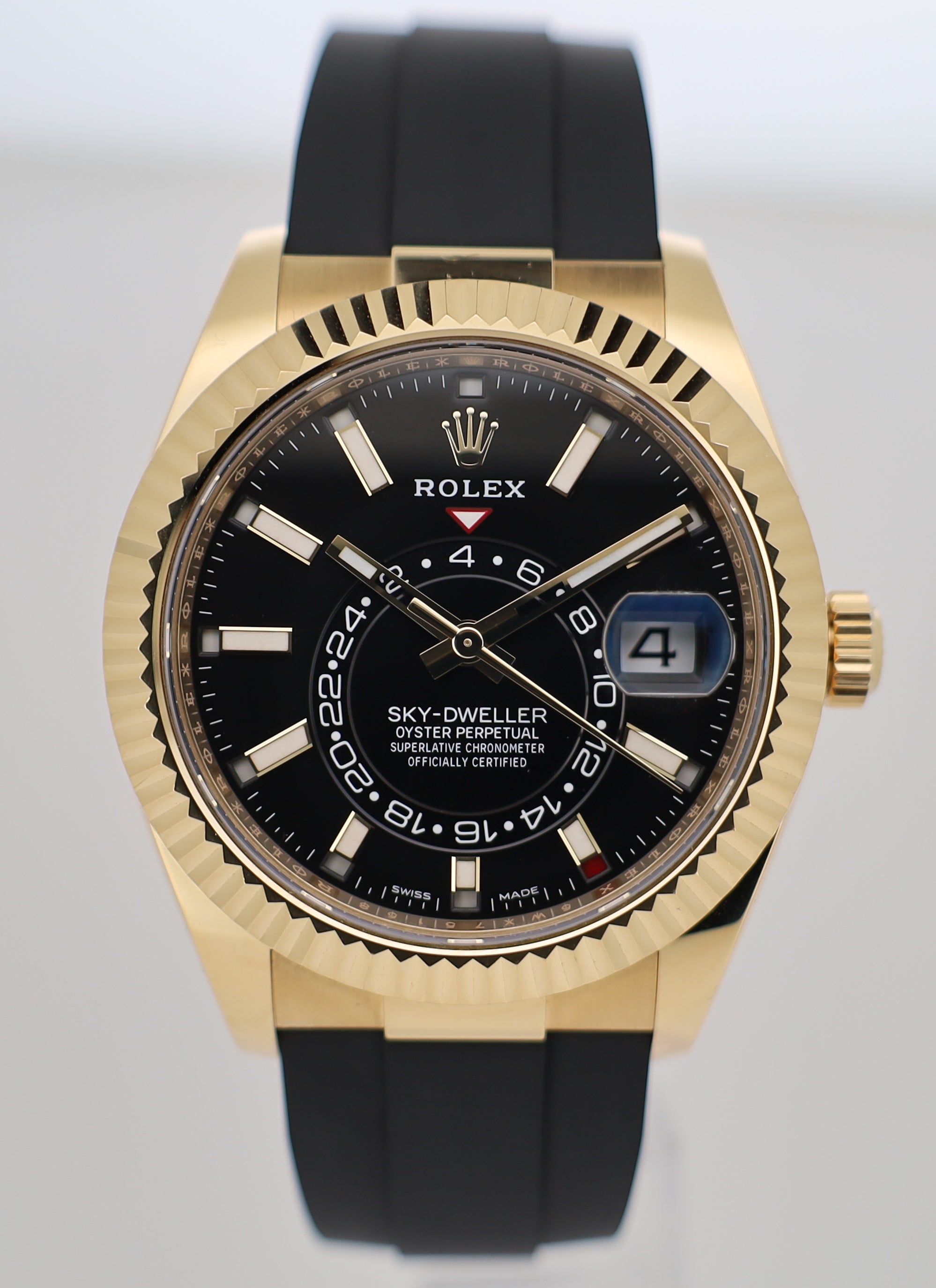 Rolex Sky-Dweller Oysterflex Gelbgold schwarzes Blatt - 12/2022 - 326238 - Fullset