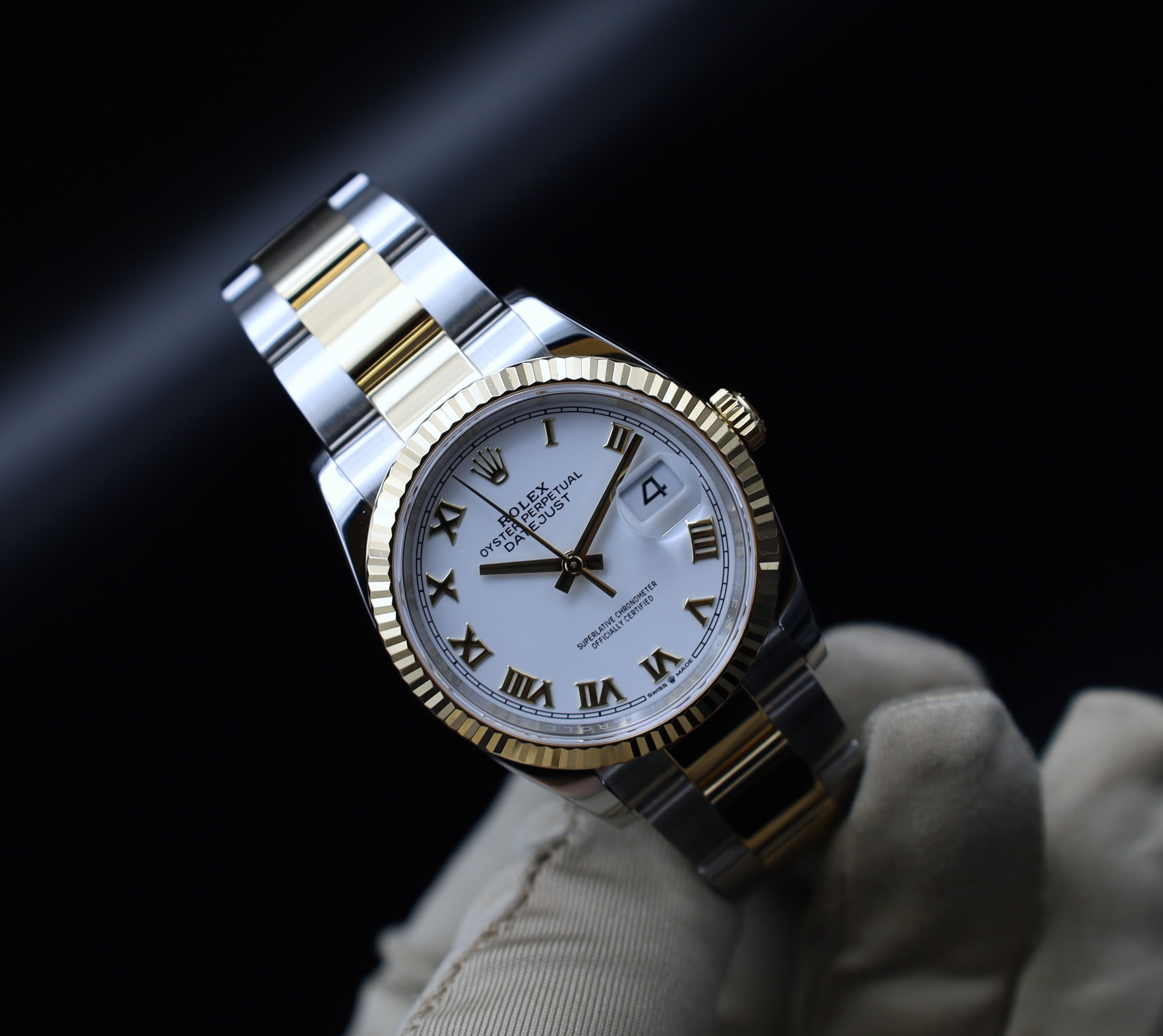 Rolex Datejust 36 weiß römisches Zifferblatt - LC100 - Fullset - 12/2019 - 126233