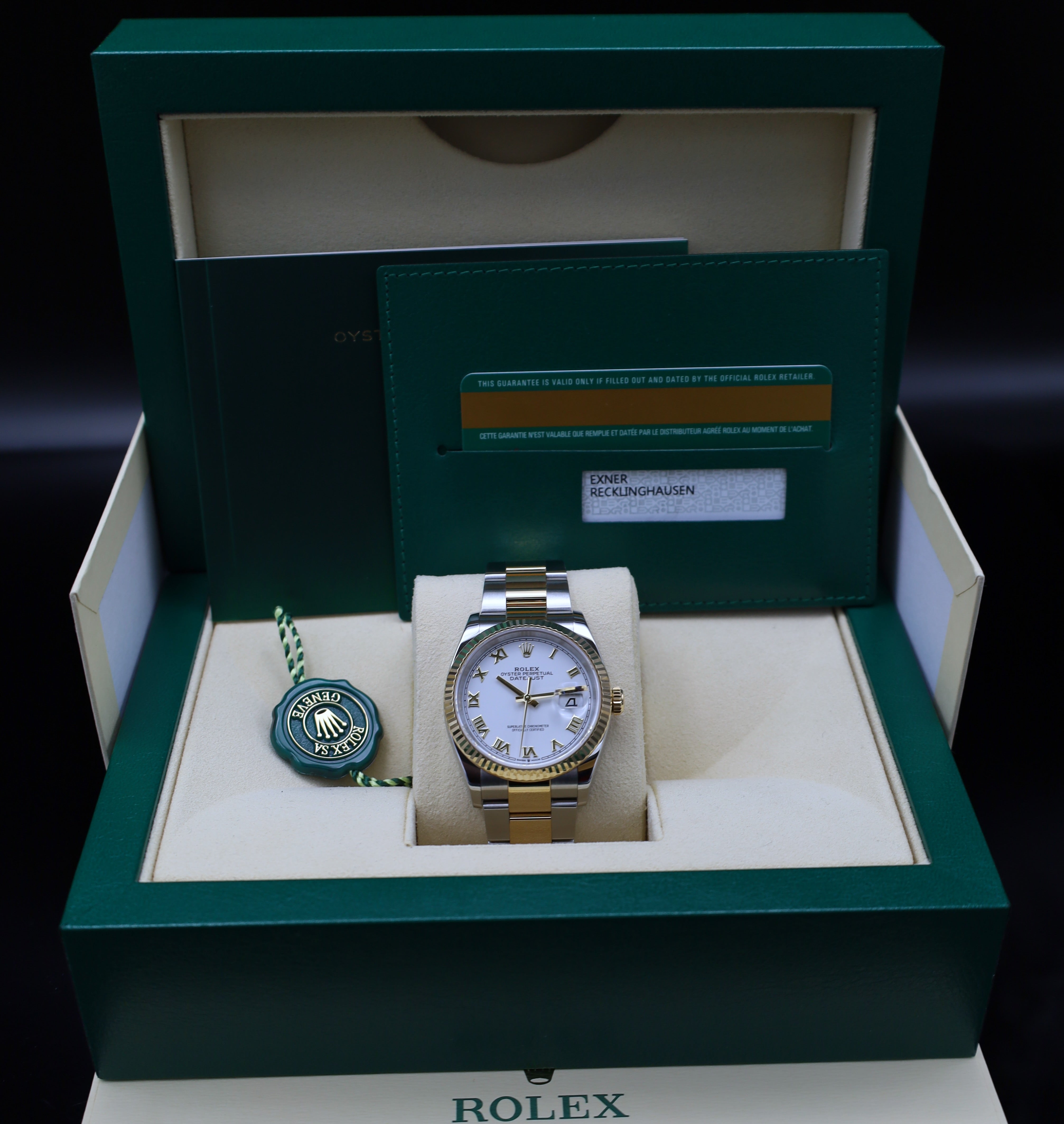 Rolex Datejust 36 weiß römisches Zifferblatt - LC100 - Fullset - 12/2019 - 126233