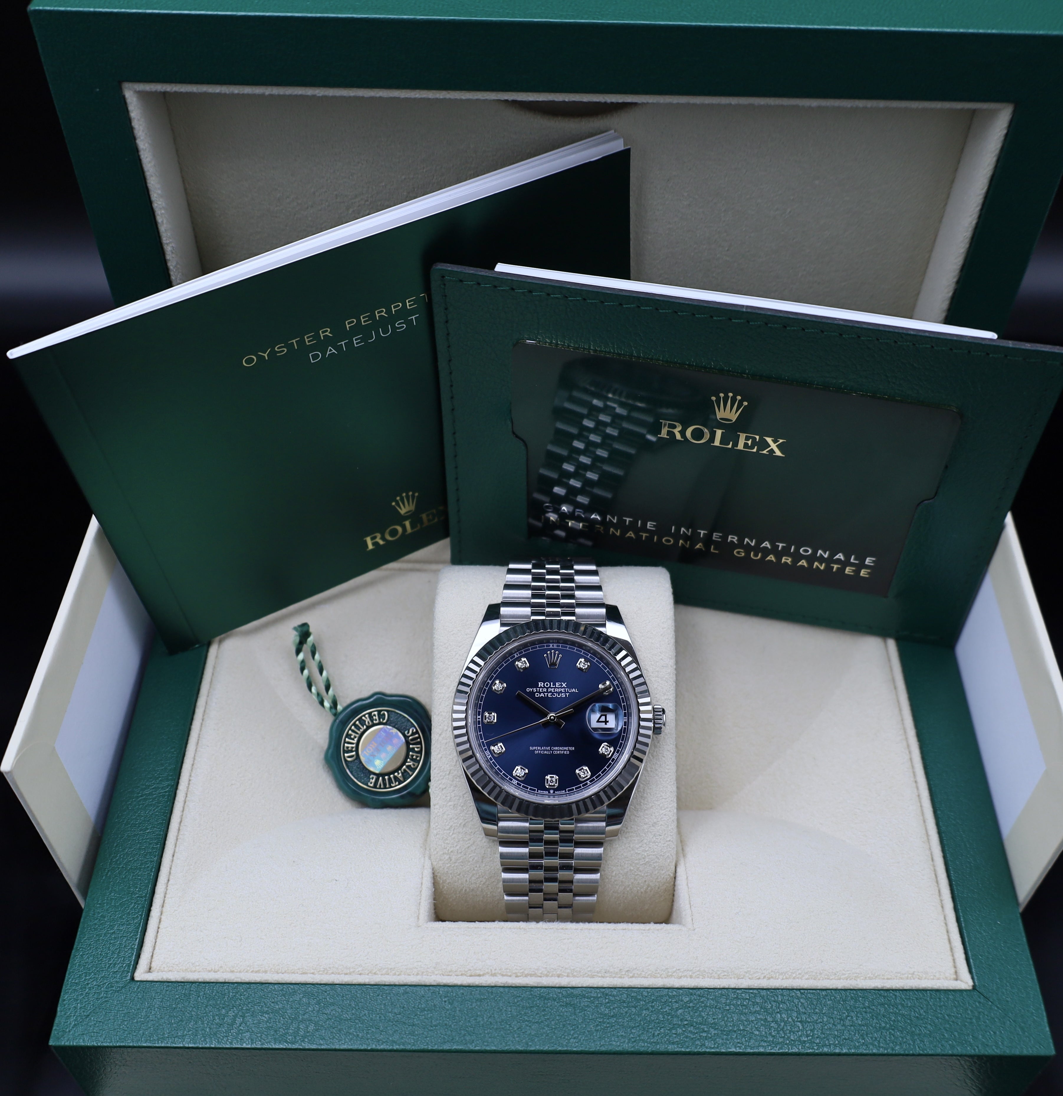 Rolex Datejust 41 Blau Diamant - 2023 - Fullset - Jubileeband - 126334