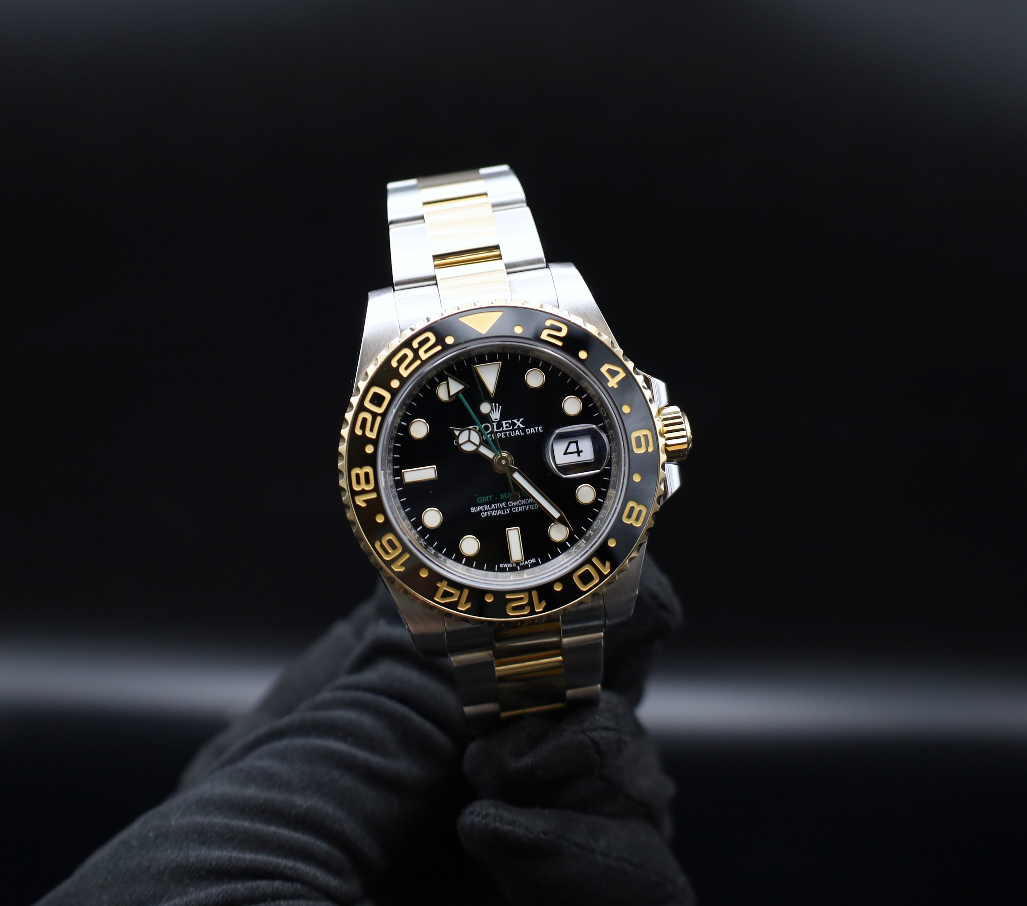 AnzeigeRolex GMT Master II Stahl Gold - 116713LN - LC NL - Full Set