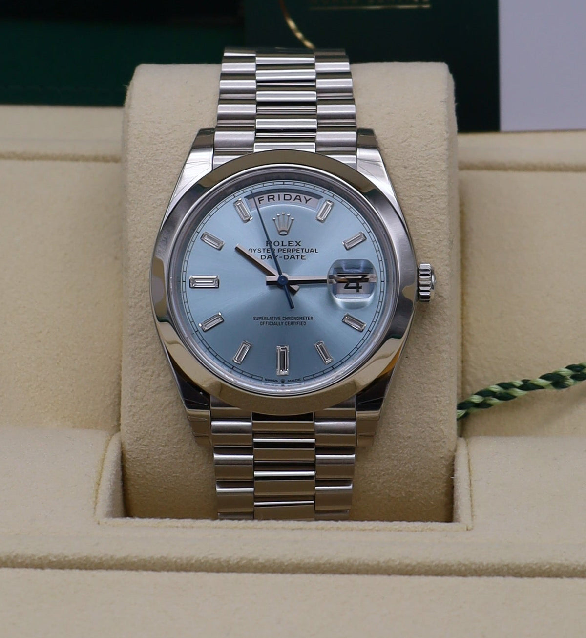 Rolex Day Date Platin baguette Zifferblatt - 12/2022 - Servicekarte u. Rolex-Rechnung - 228206