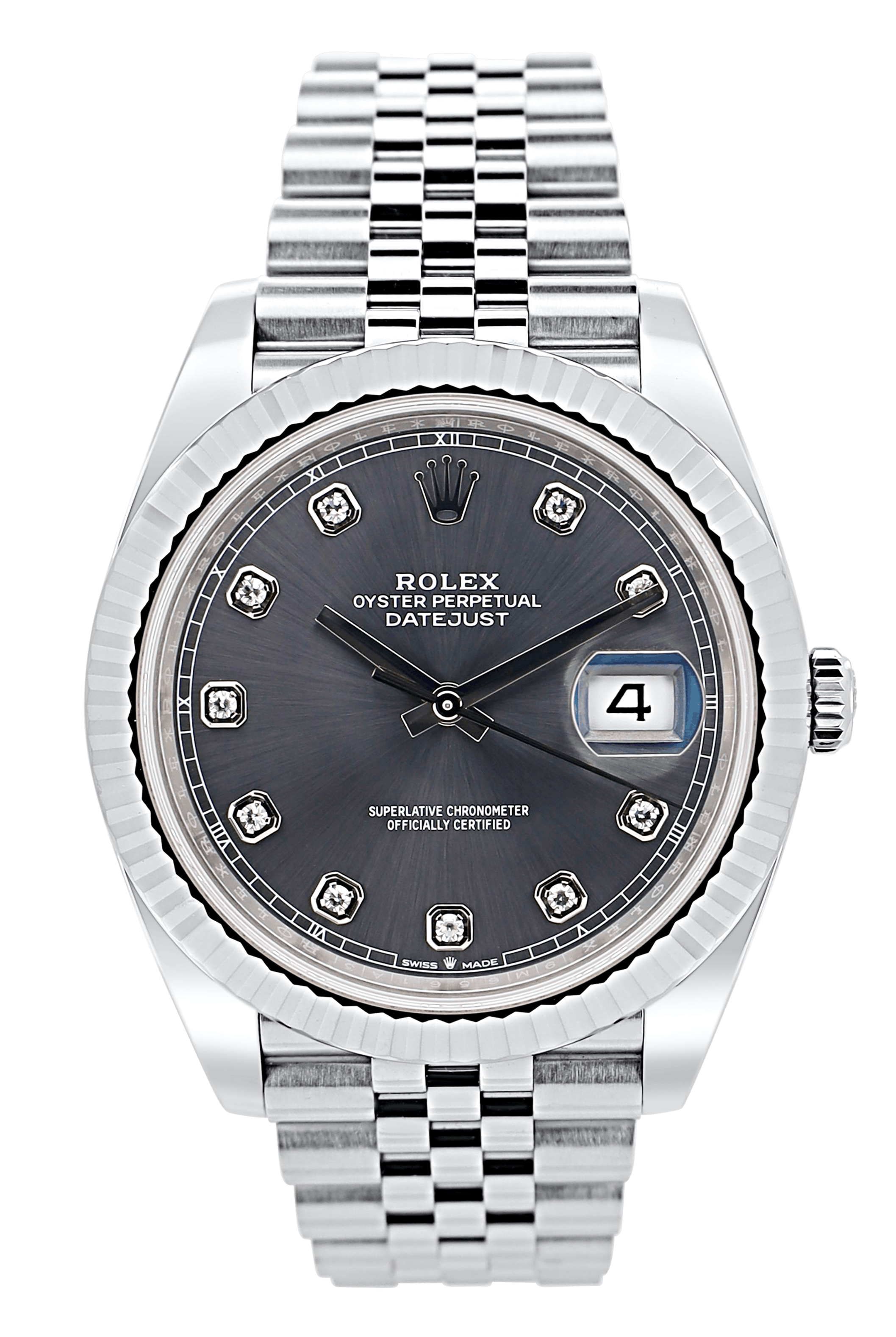 Rolex Datejust 41 Rhodium Diamant / Grau - 2023 -LC100 - Neuwertig - Fullset - Jubileeband - 126334