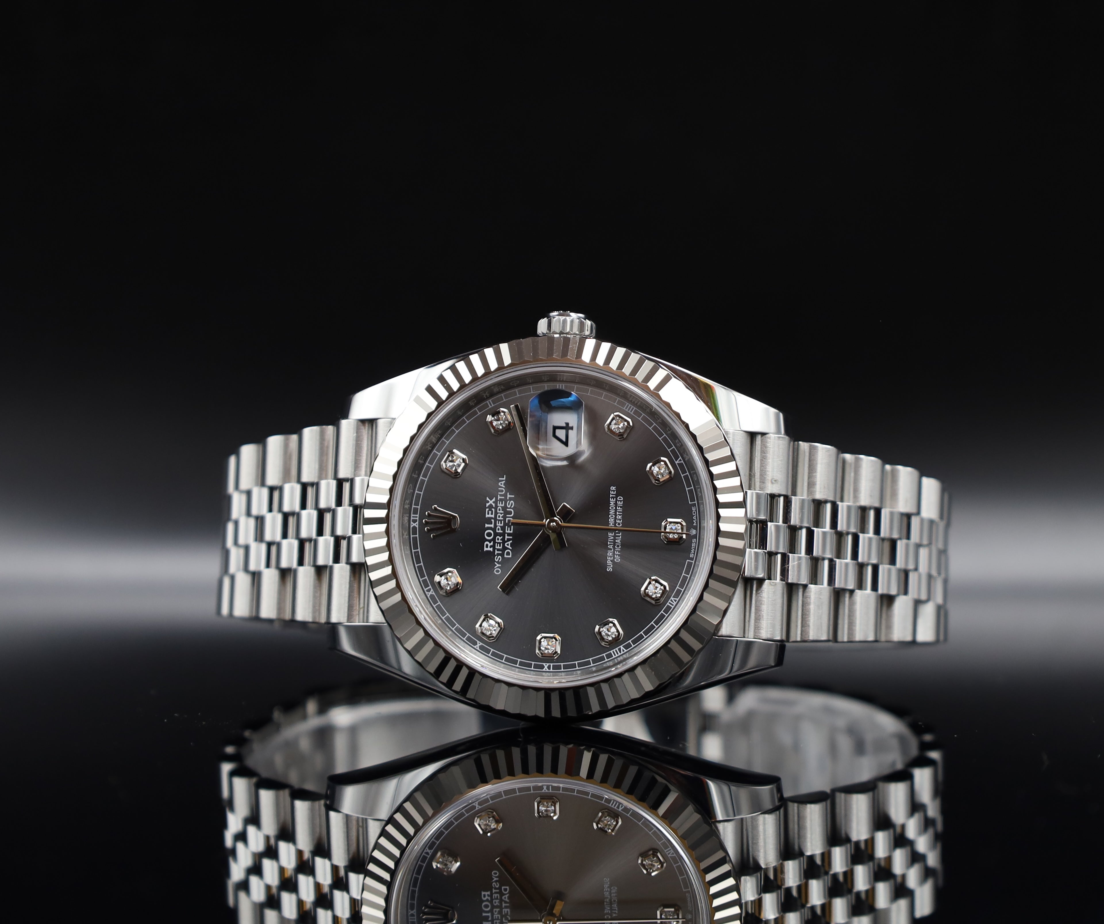 Rolex Datejust 41 Rhodium Diamant / Grau - 2023 -LC100 - Neuwertig - Fullset - Jubileeband - 126334
