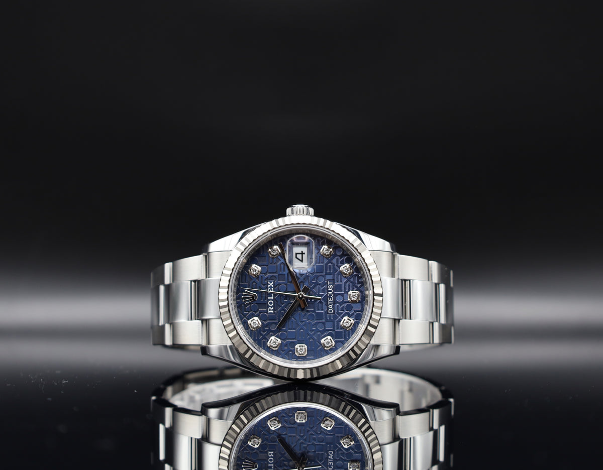 Rolex Datejust 36 Blaues Diamant Jubilee Zifferblatt - Full Set - 2020 - Oysterband - 126234