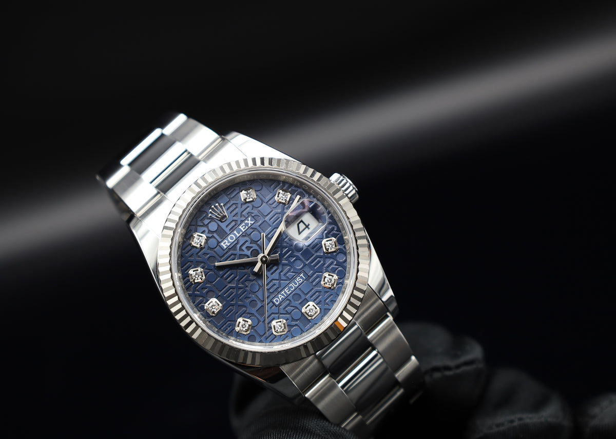 Rolex Datejust 36 Blaues Diamant Jubilee Zifferblatt - Full Set - 2020 - Oysterband - 126234