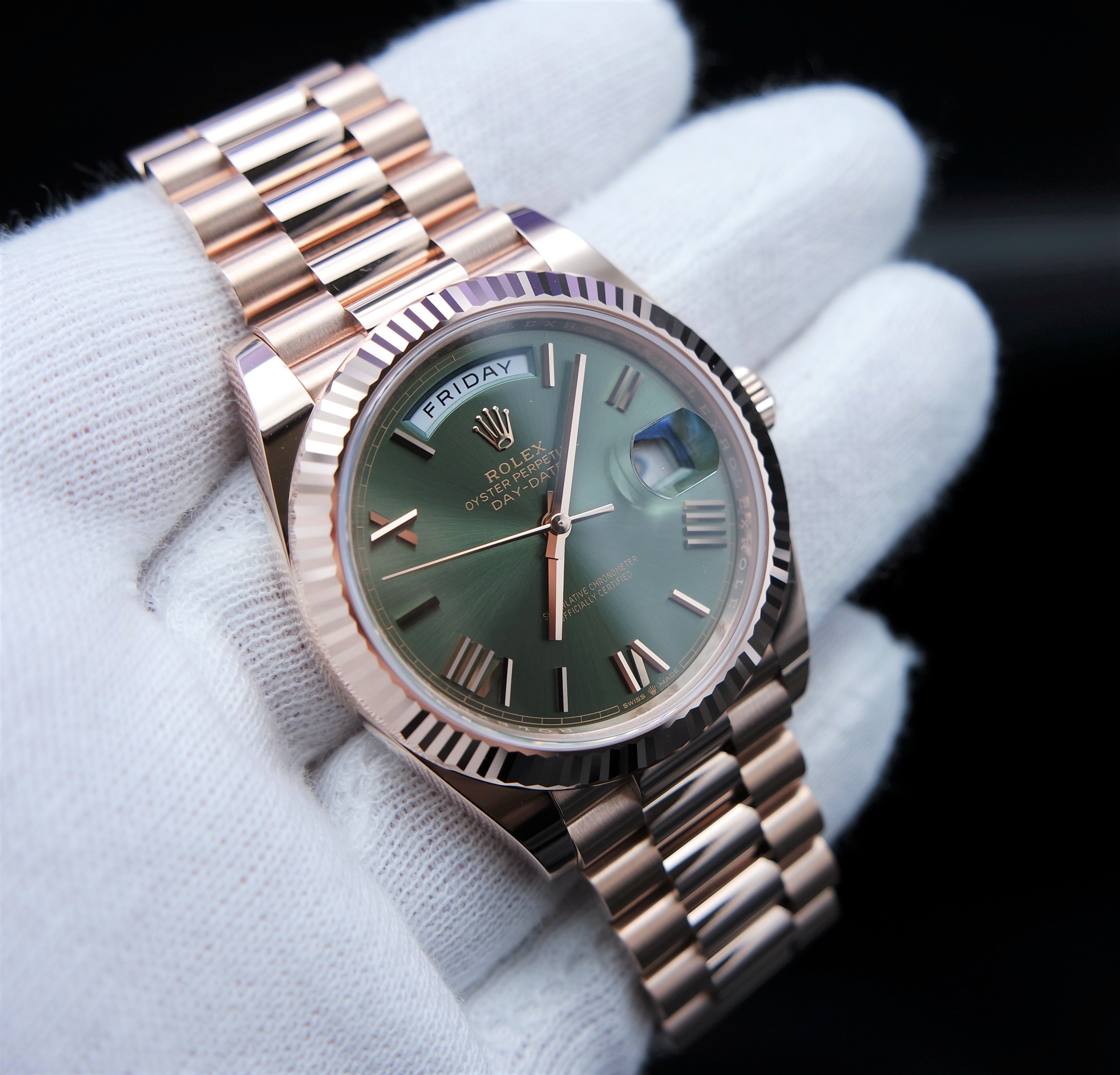 Rolex Day Date Olivé Rosegold - 2023 - Fullset - 228235