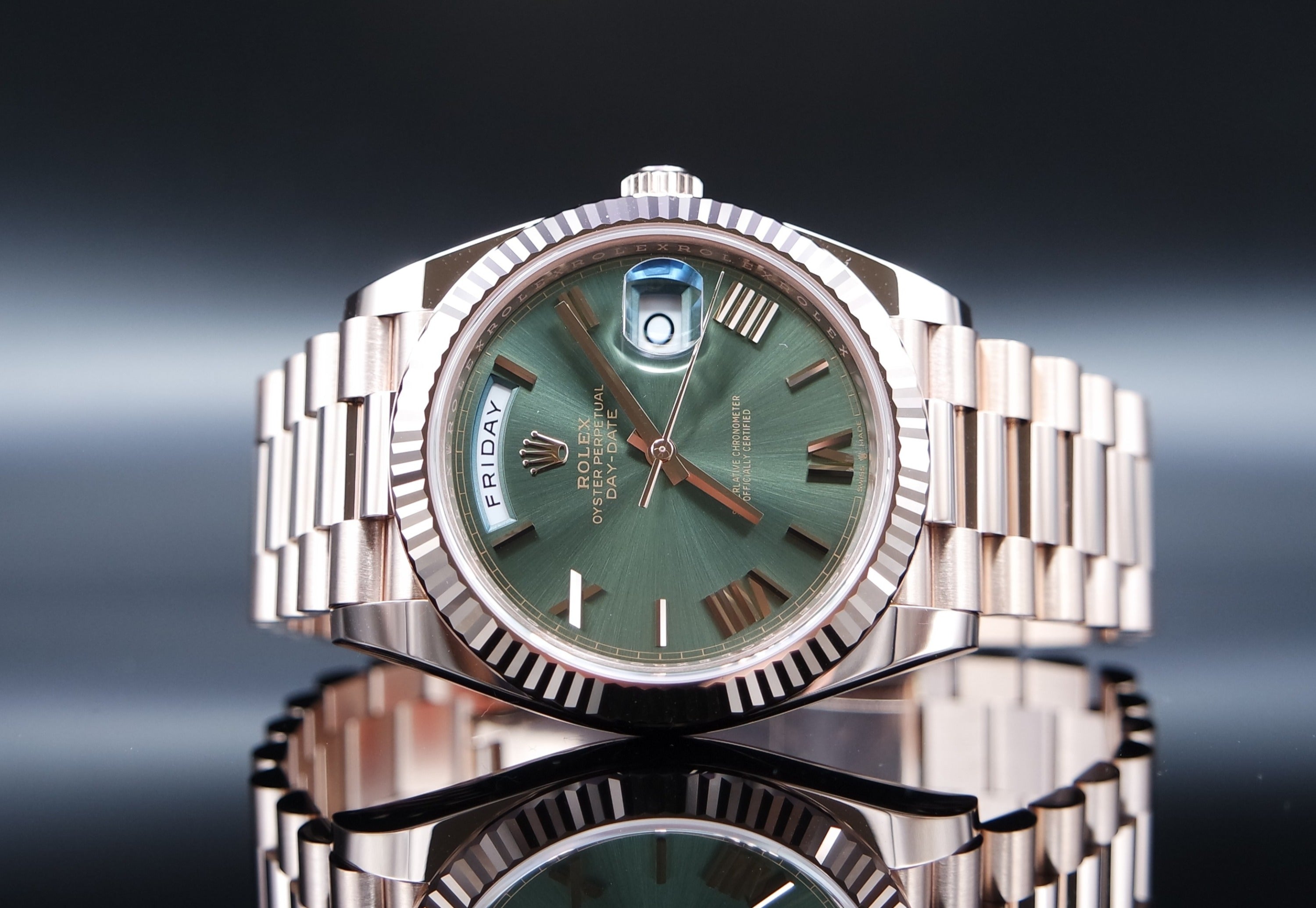 Rolex Day Date Olivé Rosegold - 2023 - Fullset - 228235