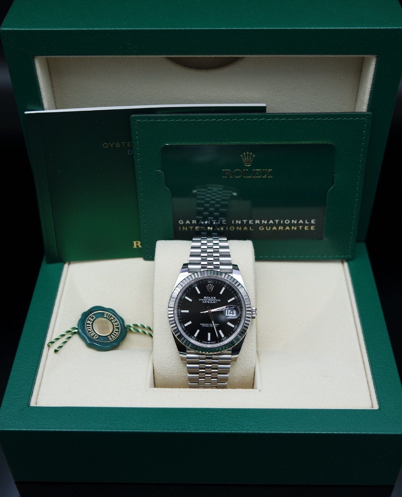 Rolex Datejust 41 Schwarz - 2022 - Jubilee - Fullset - Stahl - 126334