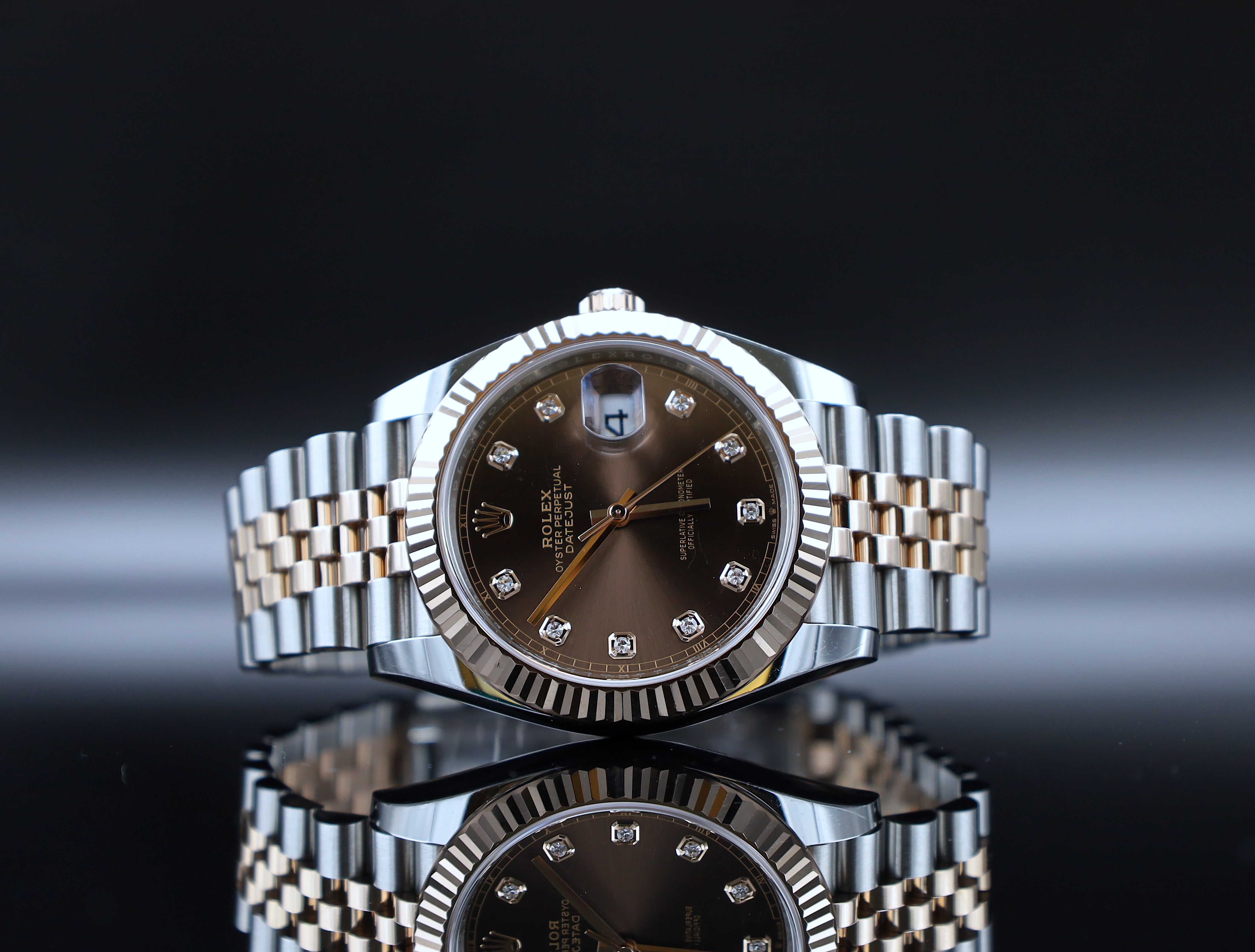 Rolex Datejust 41 Chocolate Diamant - 2023 - LC100 - Stahl/ Roségold - Jubilee - Fullset
