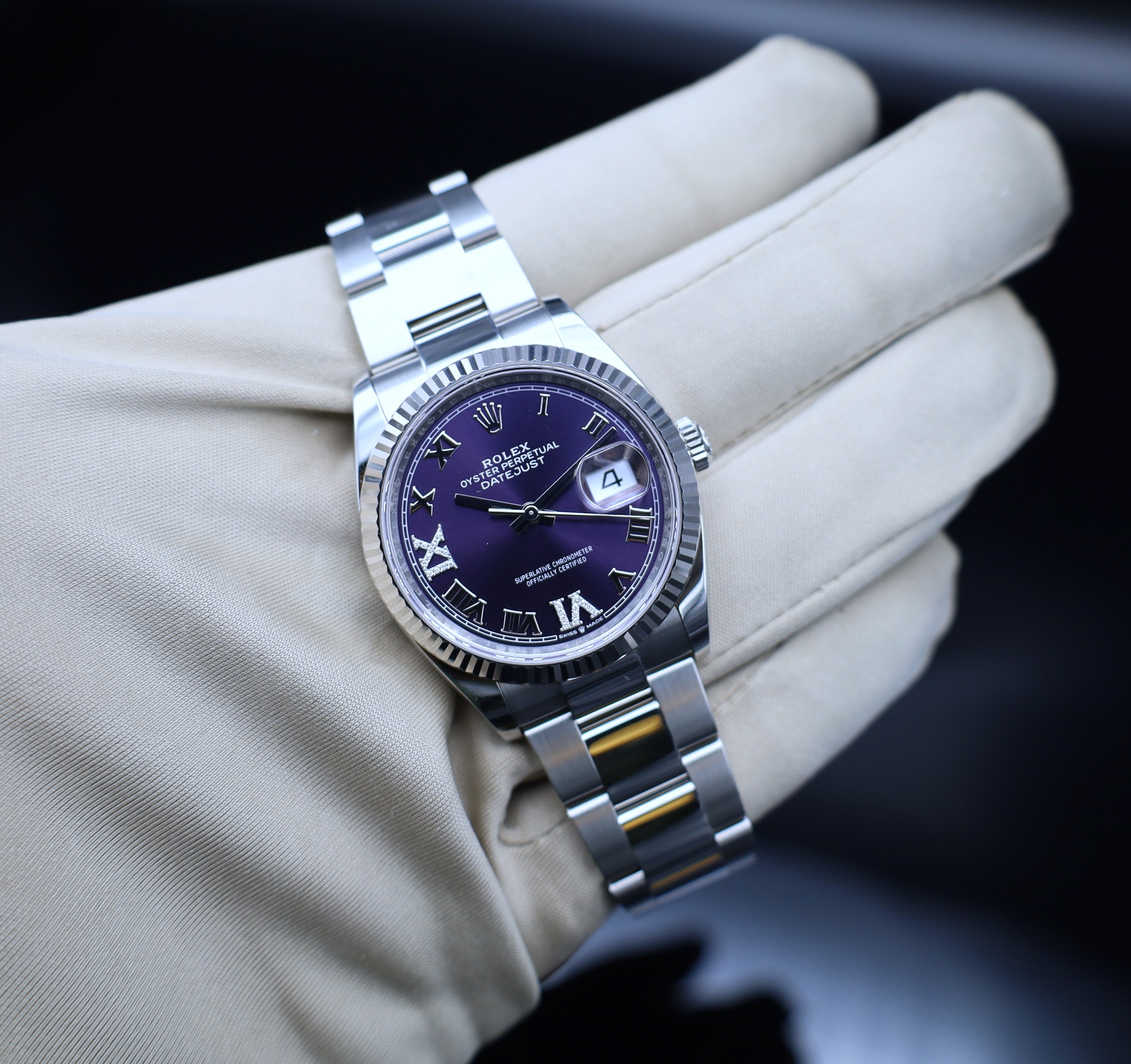 Rolex Datejust 36 - Lila Römisch Diamant-  - Fullset - 2025 - 126234