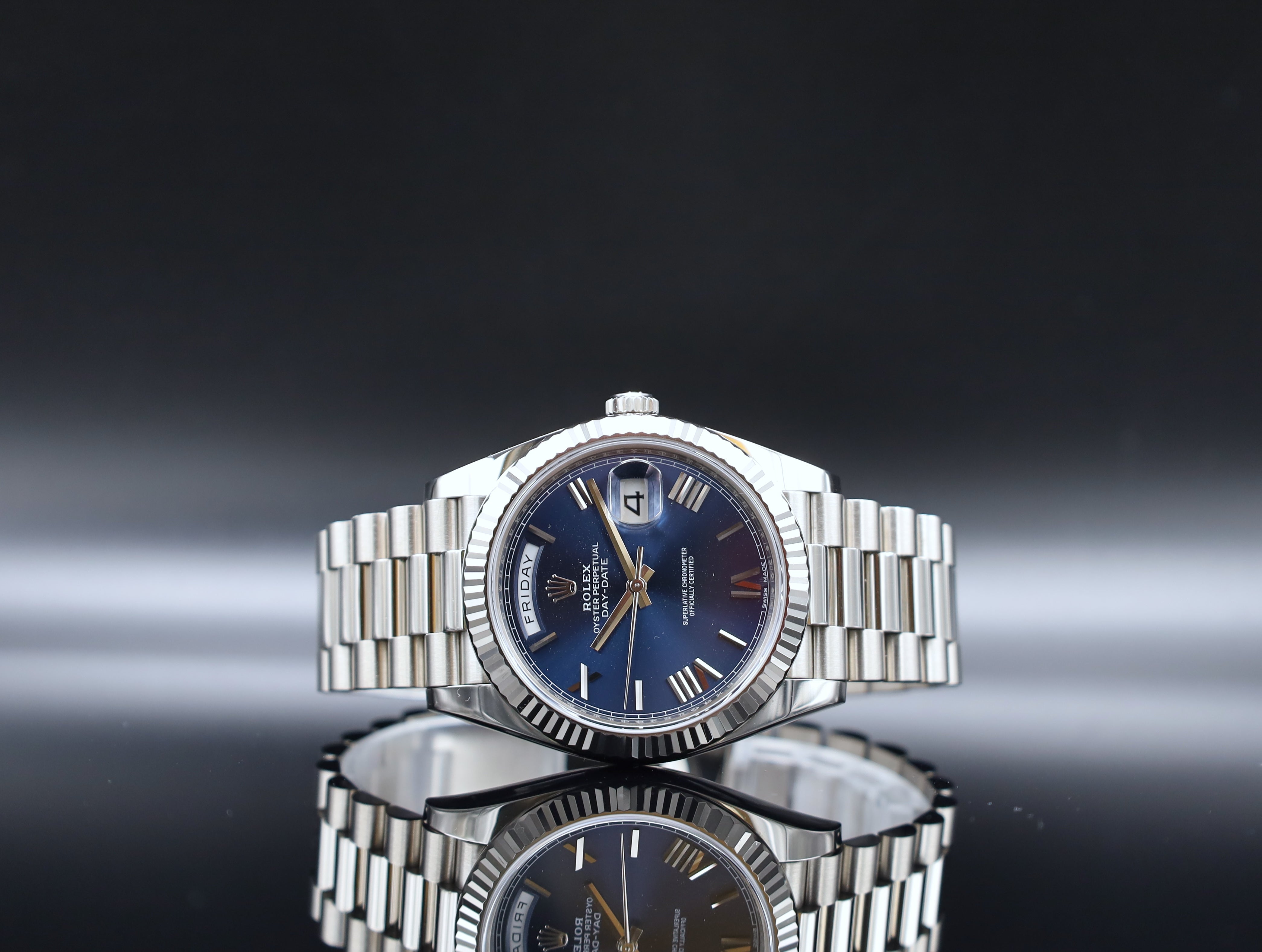 Rolex Day Date Weißgold Blaues Zifferblatt  - LC100 - 2018 - 228239 - Fullset