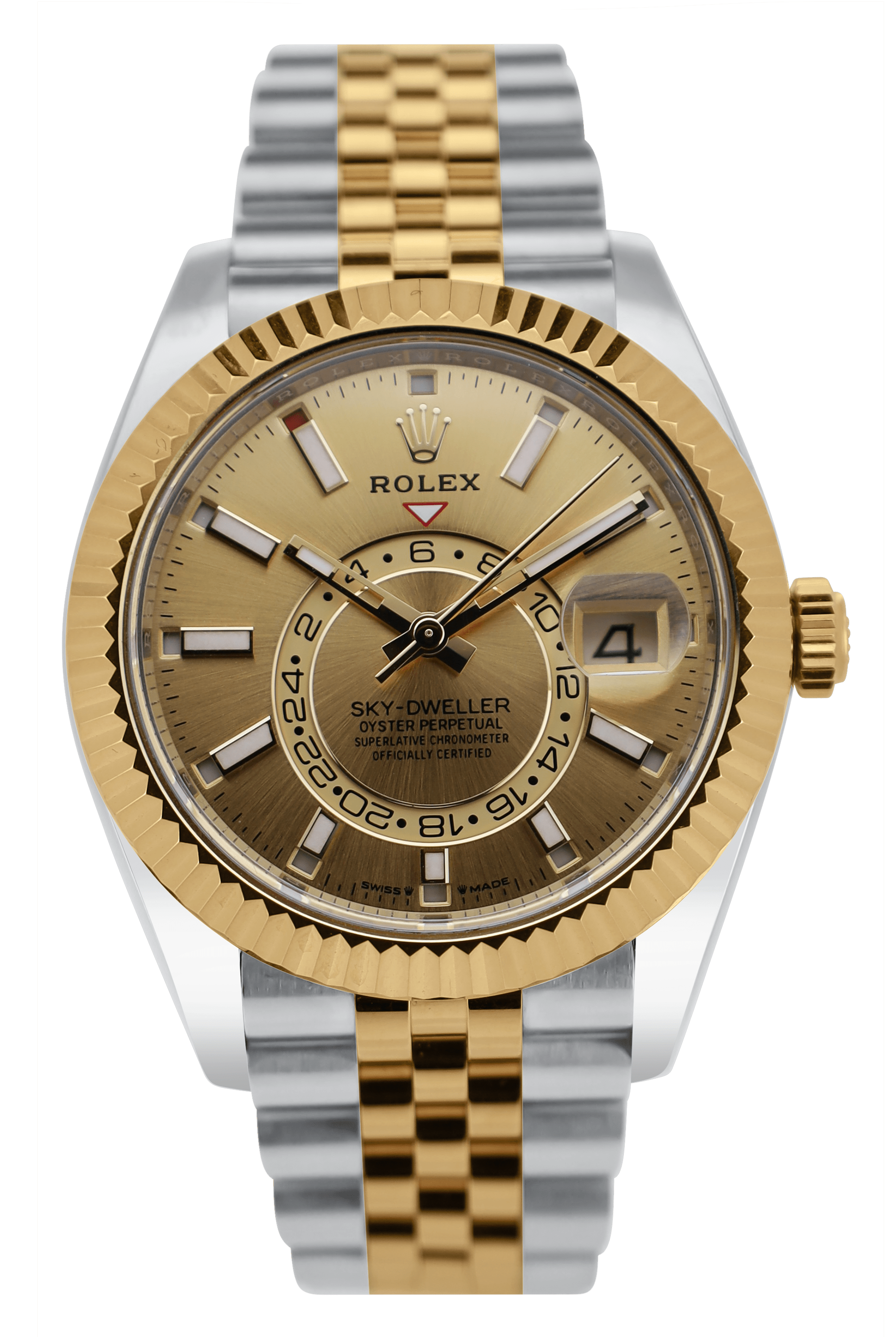 Rolex Sky-Dweller Champagner - LC100 - 2023 - Fullset - Stahl/Gold - Jubilee - 336933