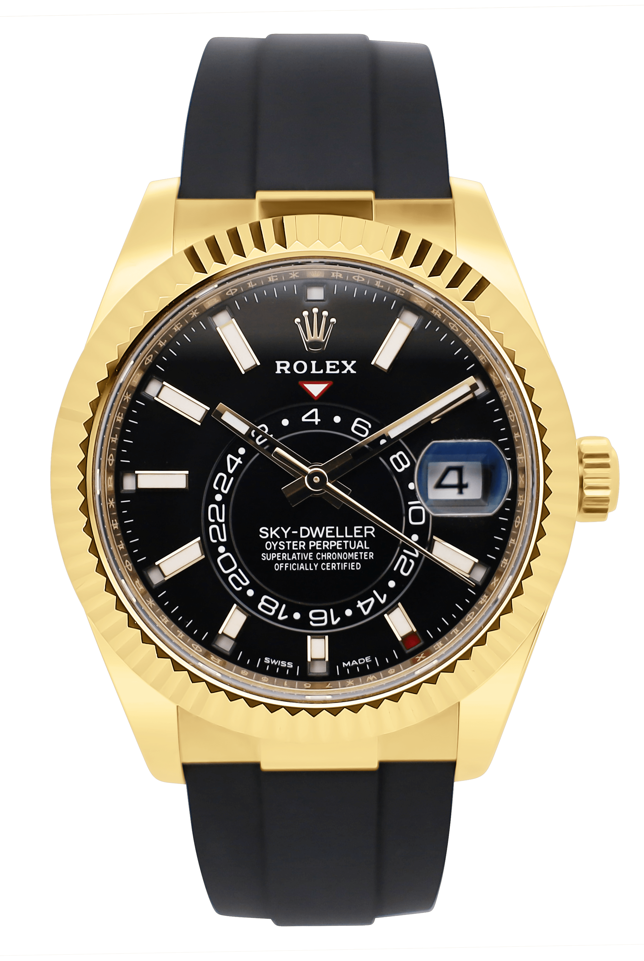 Rolex Sky-Dweller Oysterflex Gelbgold schwarzes Blatt - 12/2022 - 326238 - Fullset