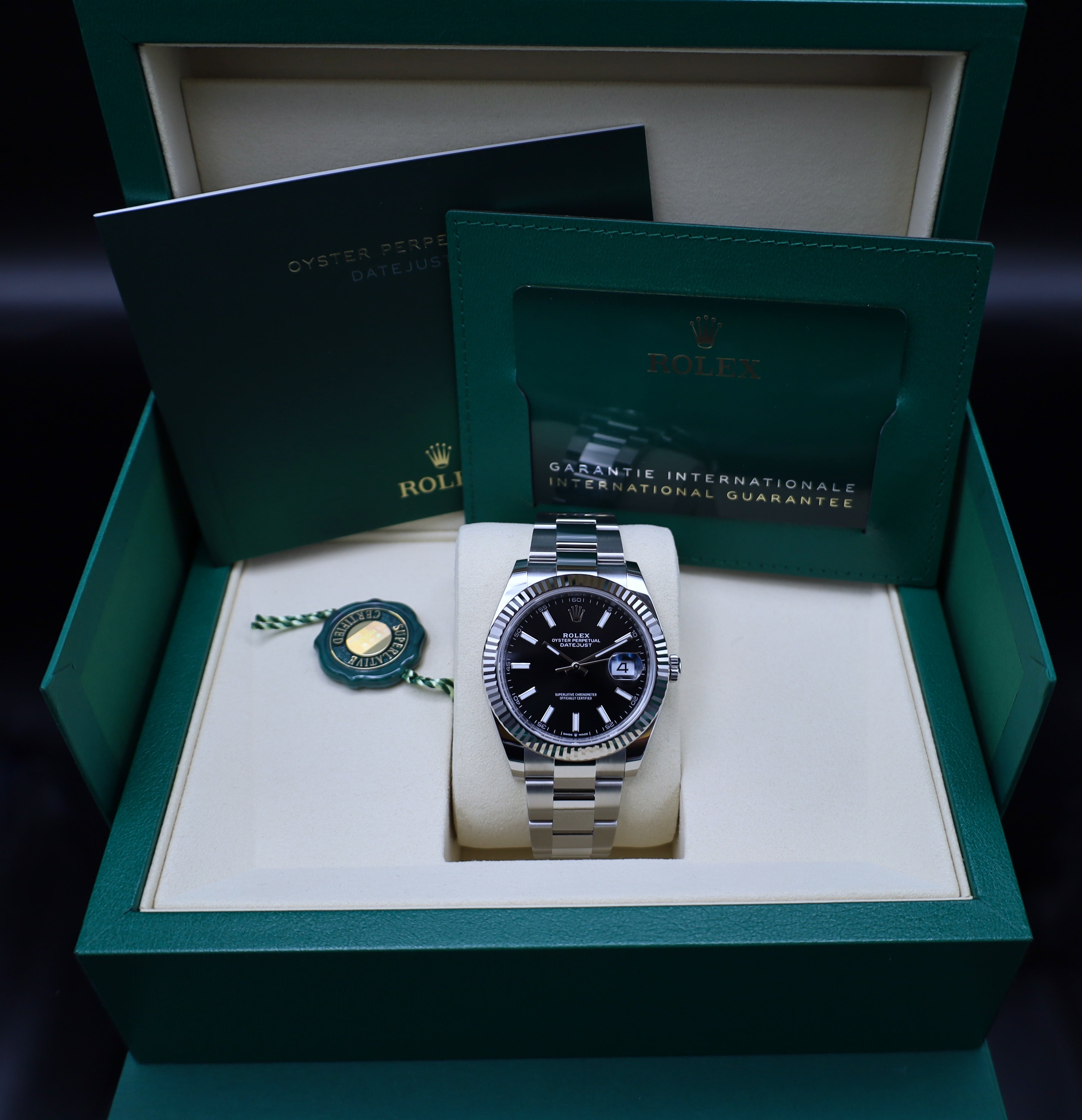 Rolex Datejust 41 Schwarz - 12/2025 - LC100 - Oysterband - Fullset - Stahl - 126334