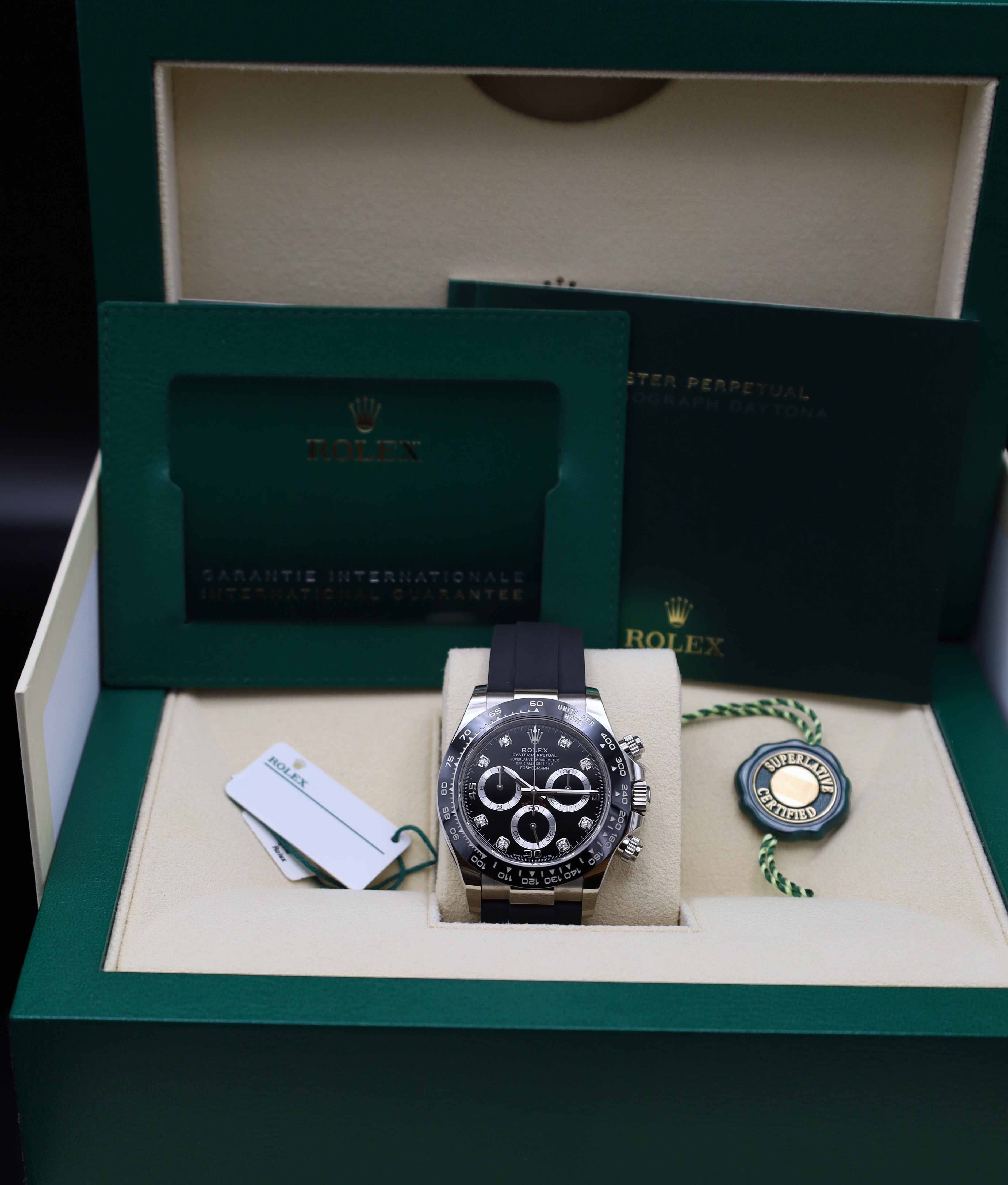 Rolex Daytona Oysterflex Weißgold Diamant Zifferblatt - 2023 - 116519LN - Fullset