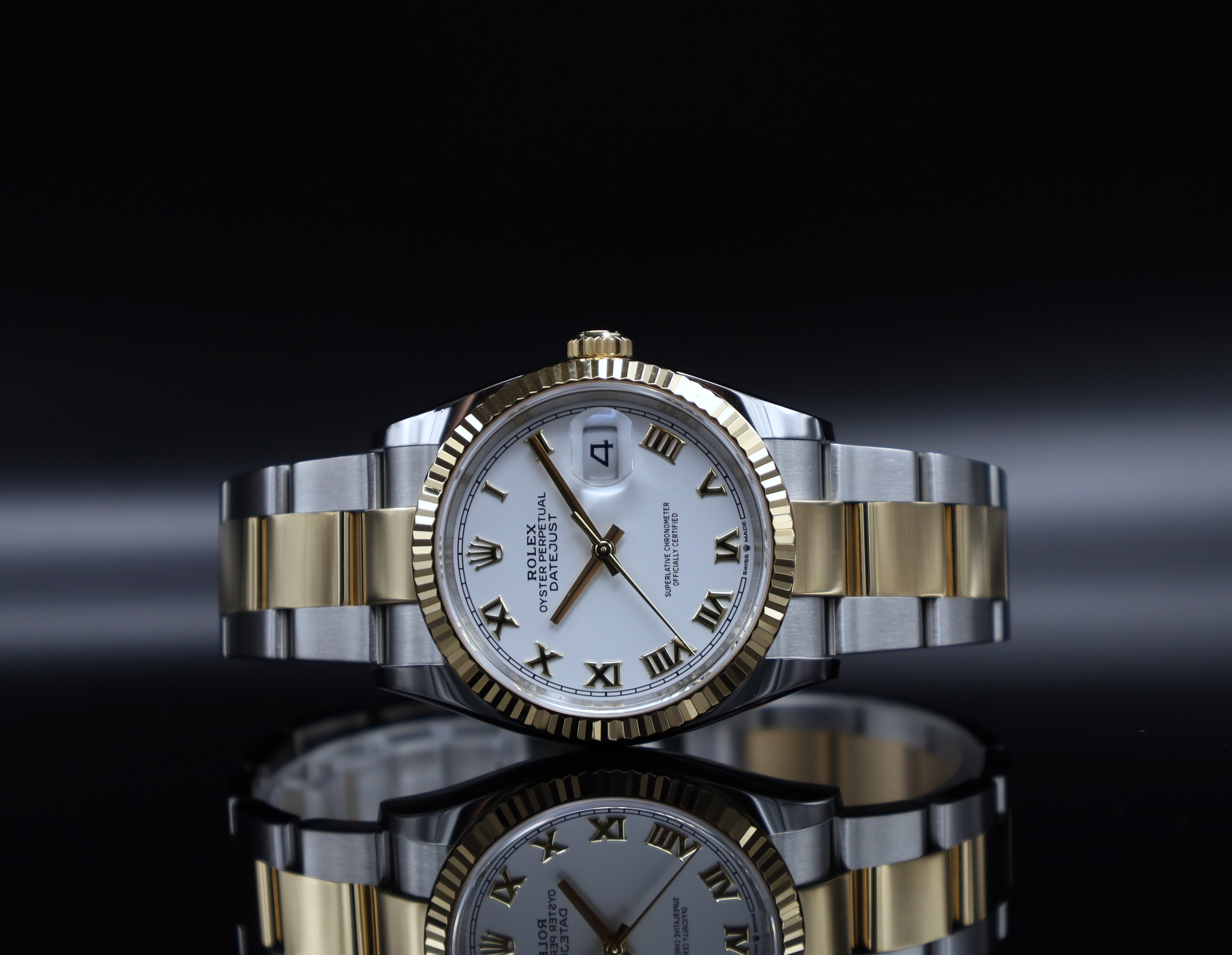 Rolex Datejust 36 weiß römisches Zifferblatt - LC100 - Fullset - 12/2019 - 126233