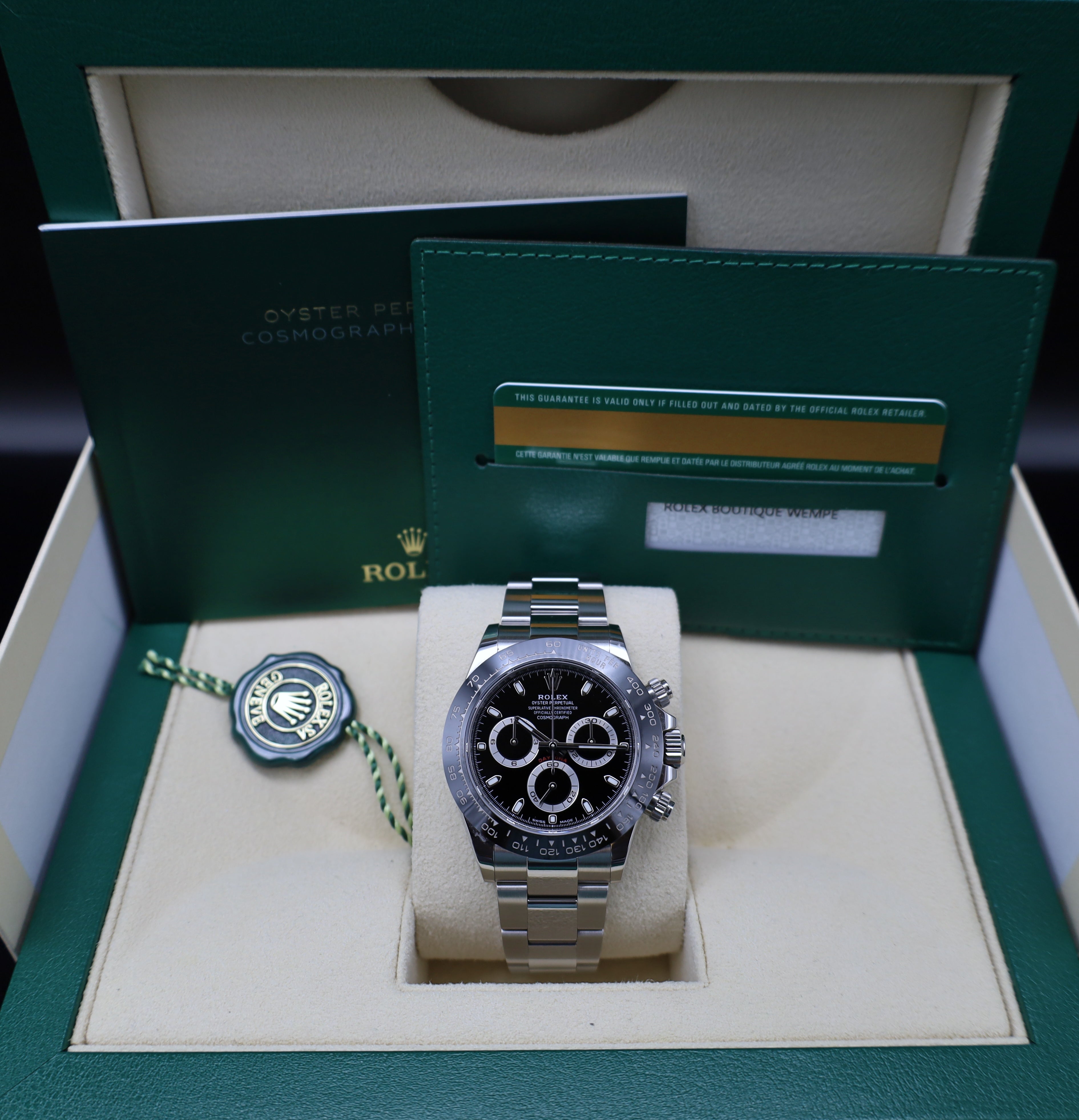 Rolex Daytona schwarzes Blatt - LC100 - 2020 - Stahl - Fullset - Oysterband - 116500LN