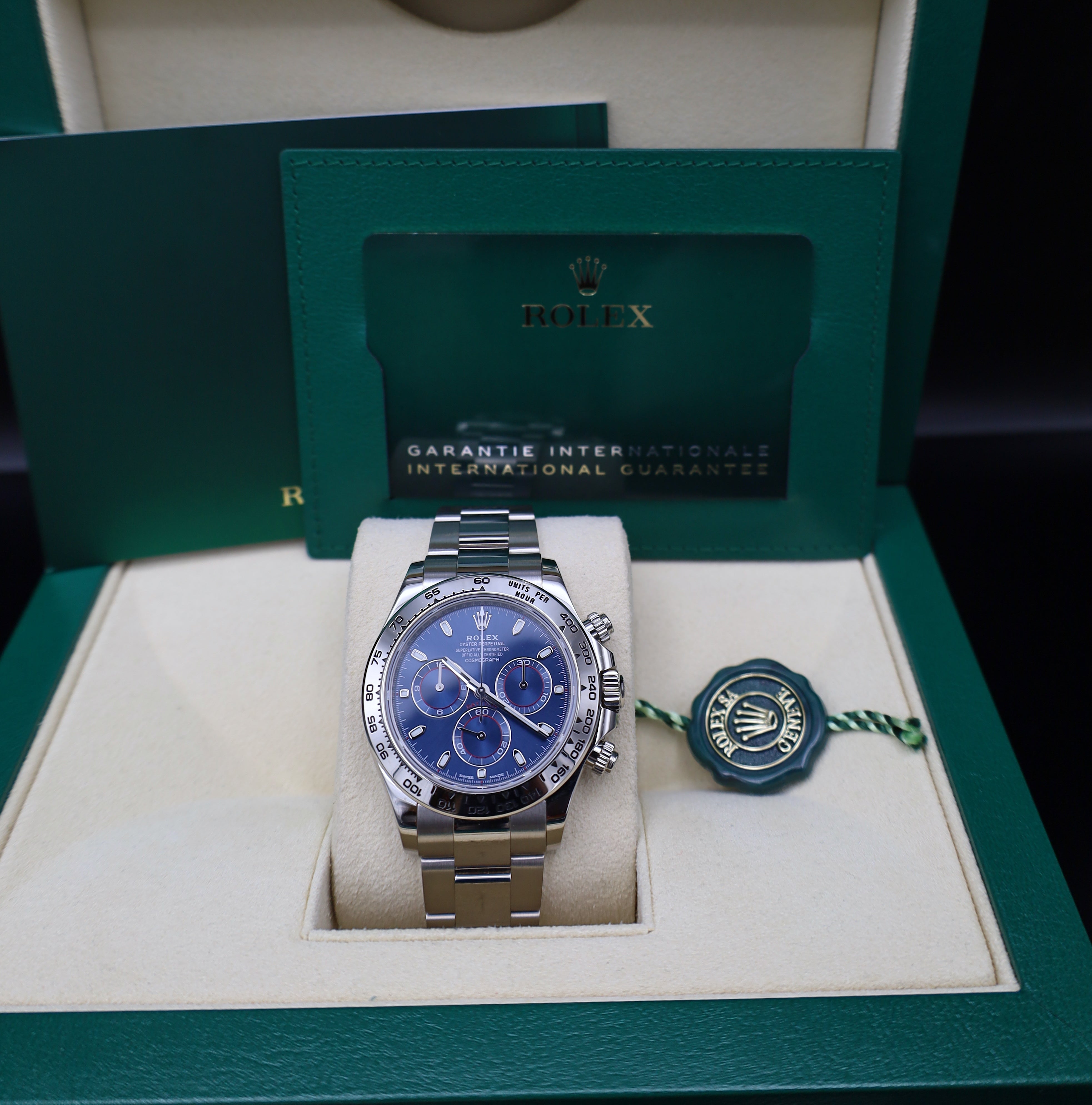 Rolex Daytona Weißgold Zifferblatt Blau - 2023 - Fullset - Oysterband - 116509