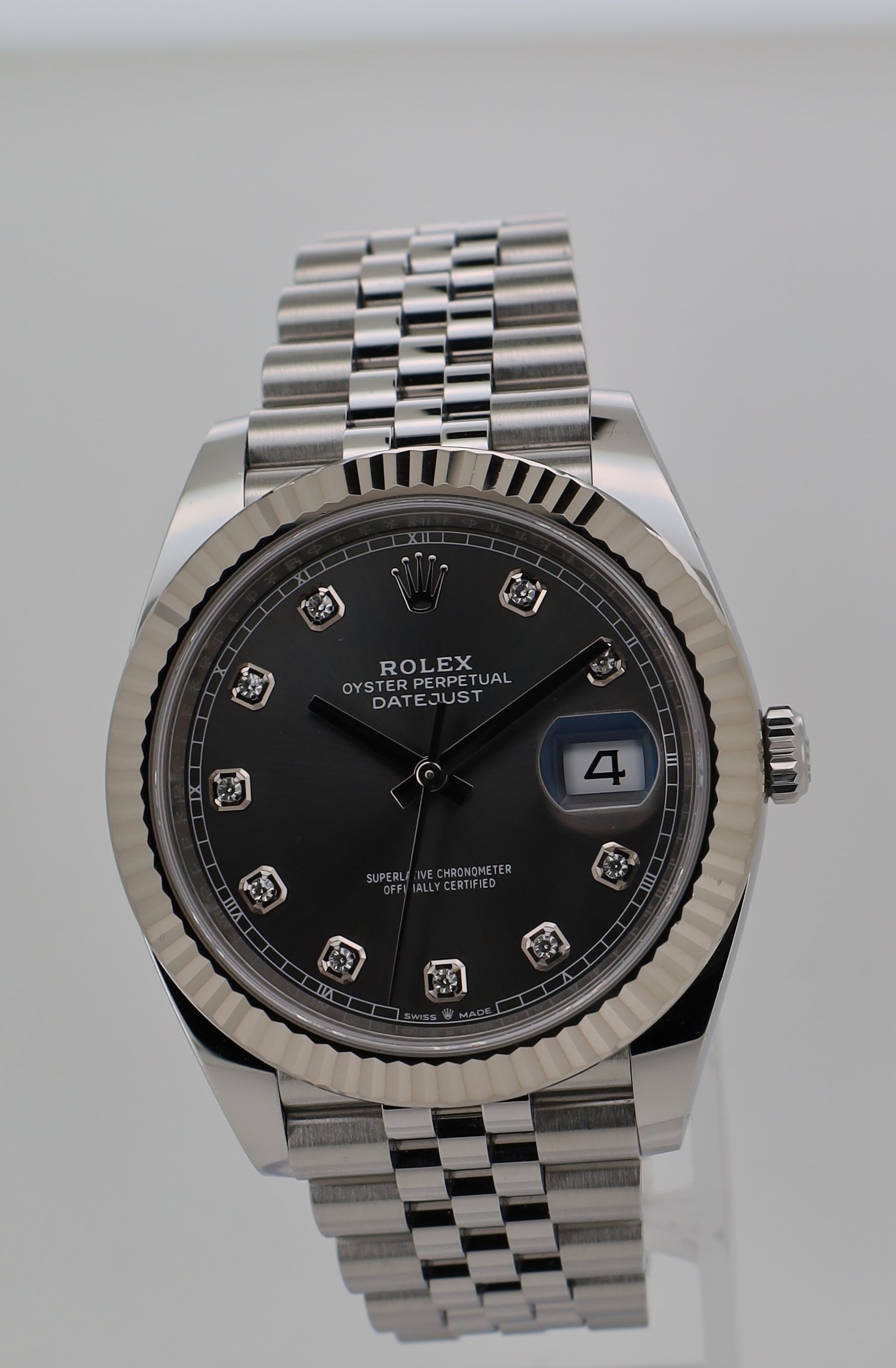 Rolex Datejust 41 Rhodium Diamant / Grau - 2021 - Neuwertig - Fullset - Jubileeband - 126334