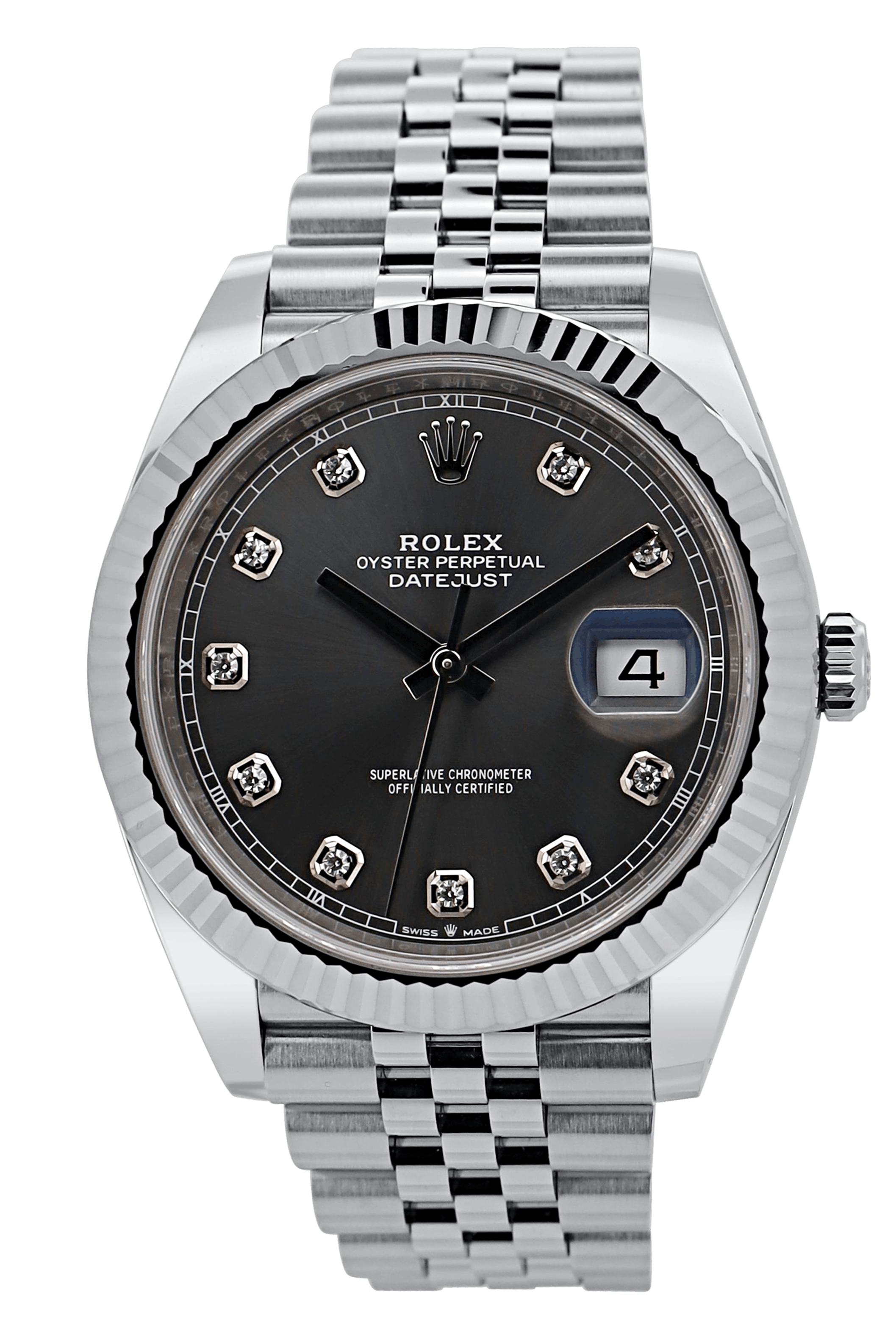 Rolex Datejust 41 Rhodium Diamant / Grau - 2021 - Neuwertig - Fullset - Jubileeband - 126334