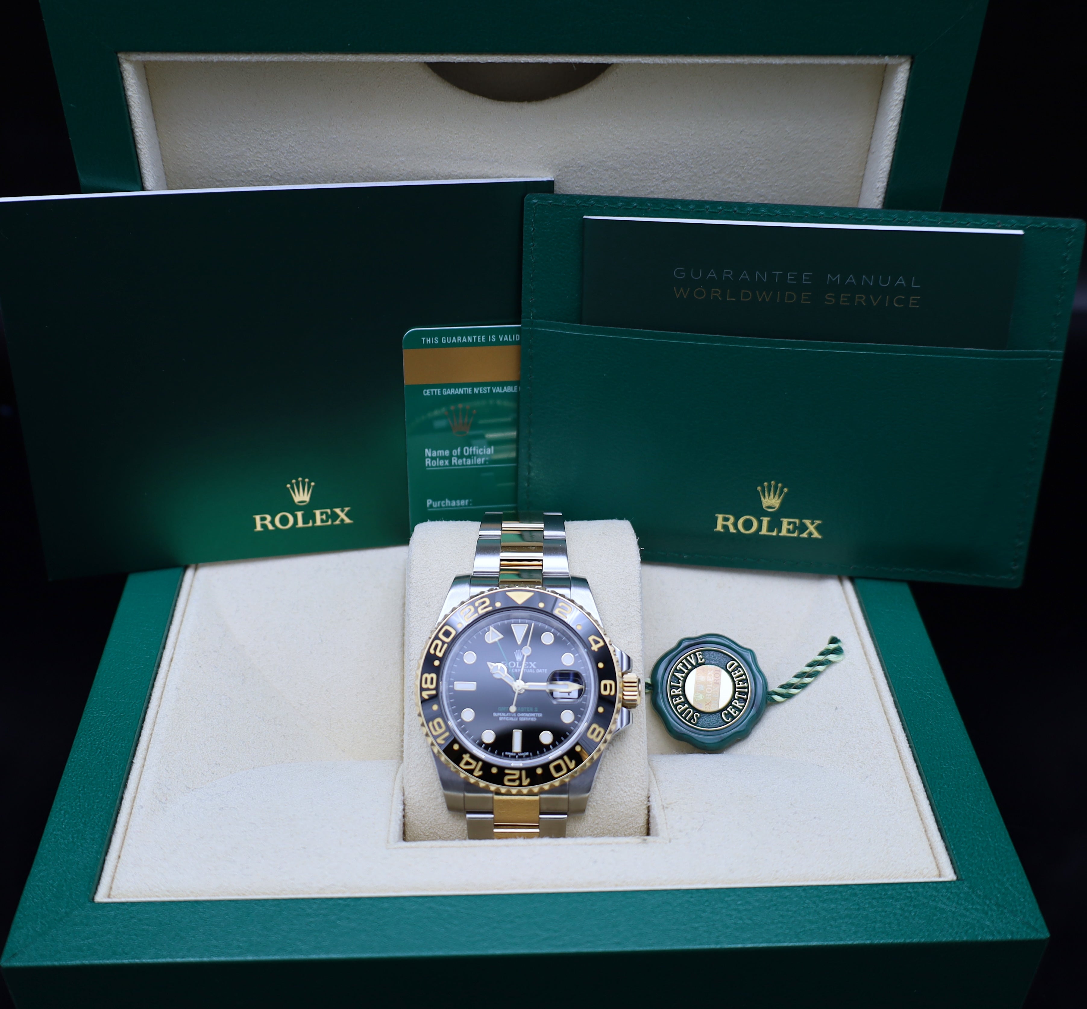 AnzeigeRolex GMT Master II Stahl Gold - 116713LN - LC NL - Full Set