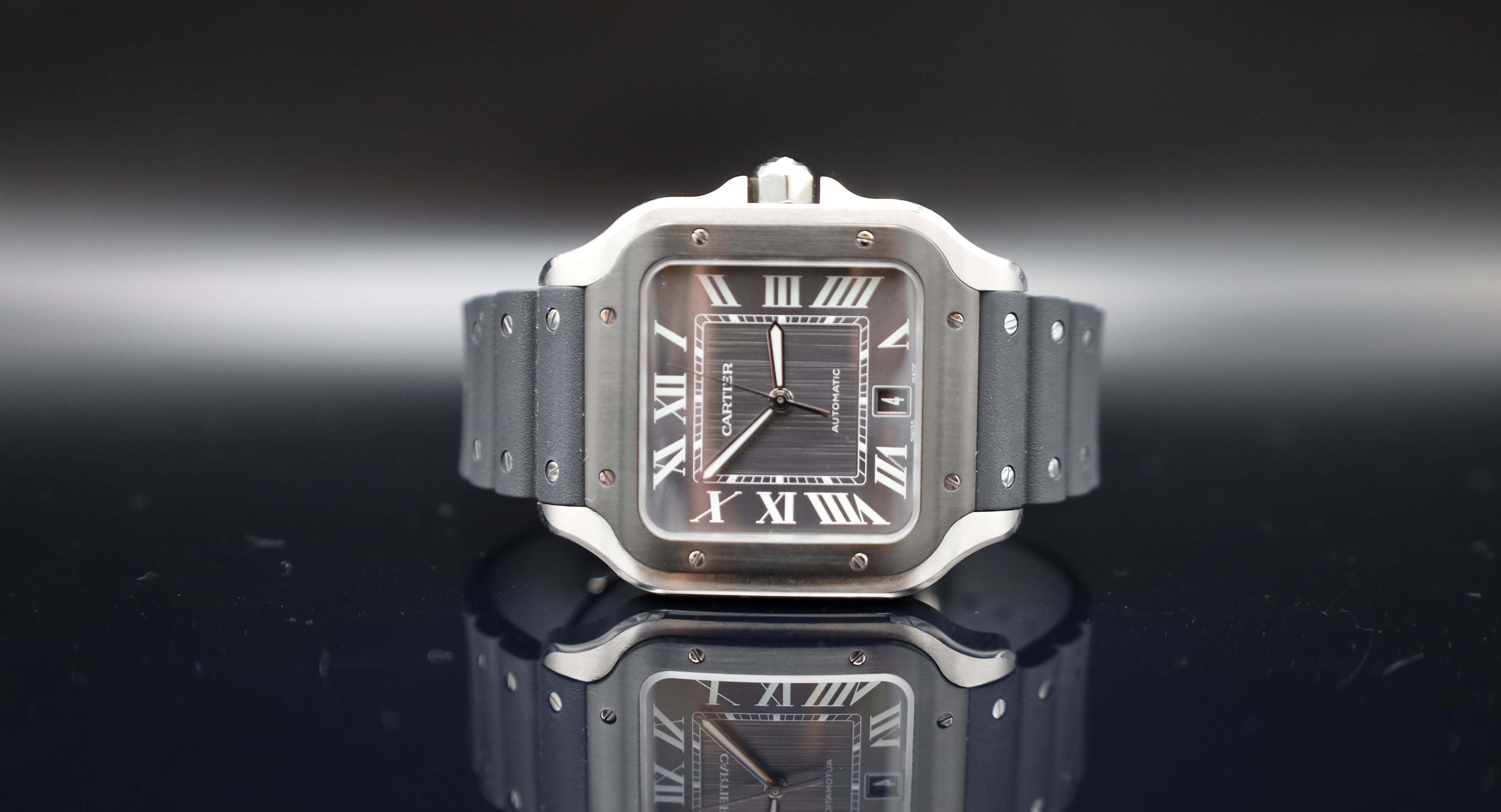 Cartier Santos De Cartier Grau Stahl u. Kautschukband - 12/2023 - WSSA0037 -Fullset