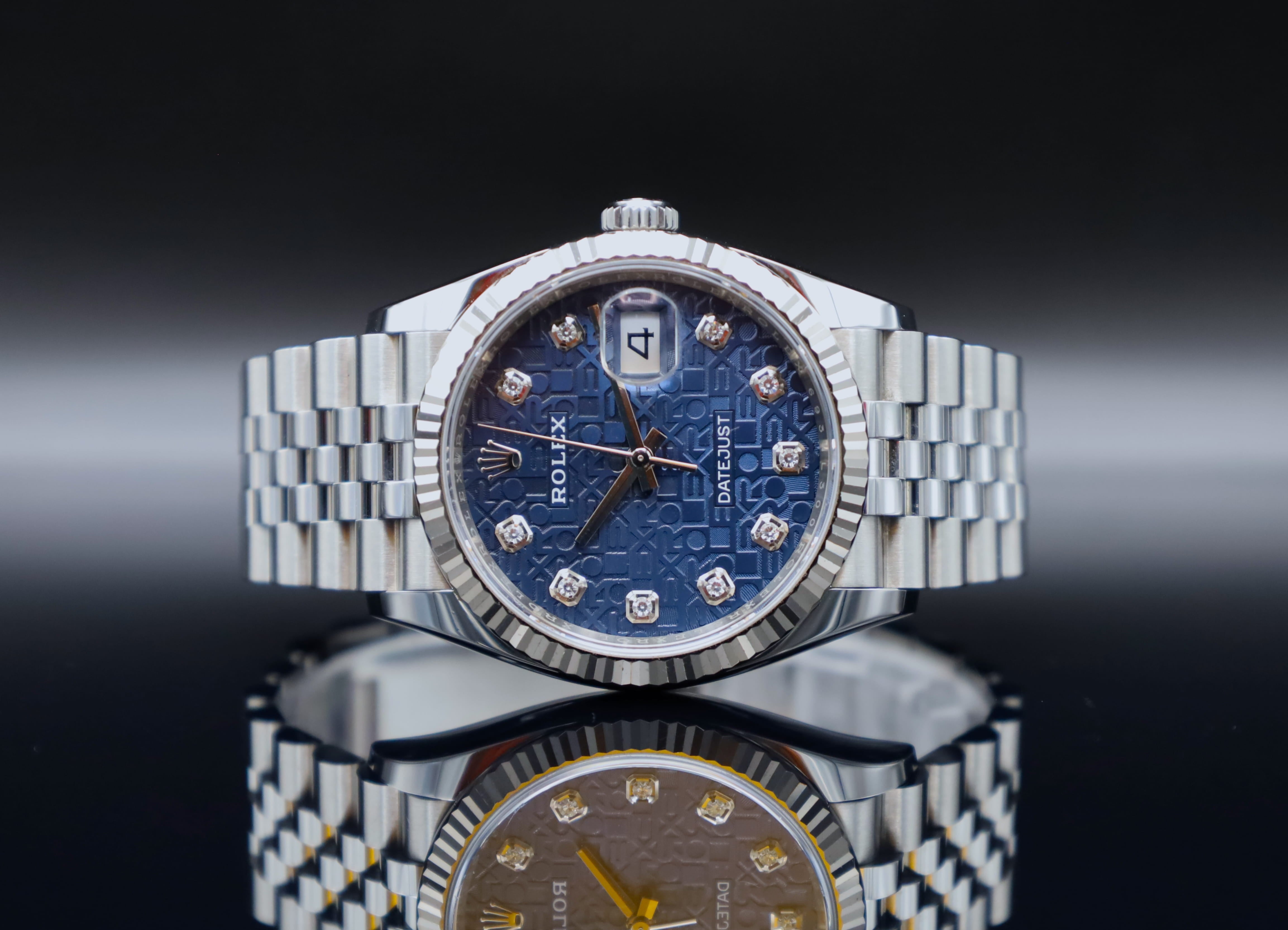 Rolex Datejust 36 Blau Diamant Jubiläum "Rolex" Zifferblatt - 2020 - 126234