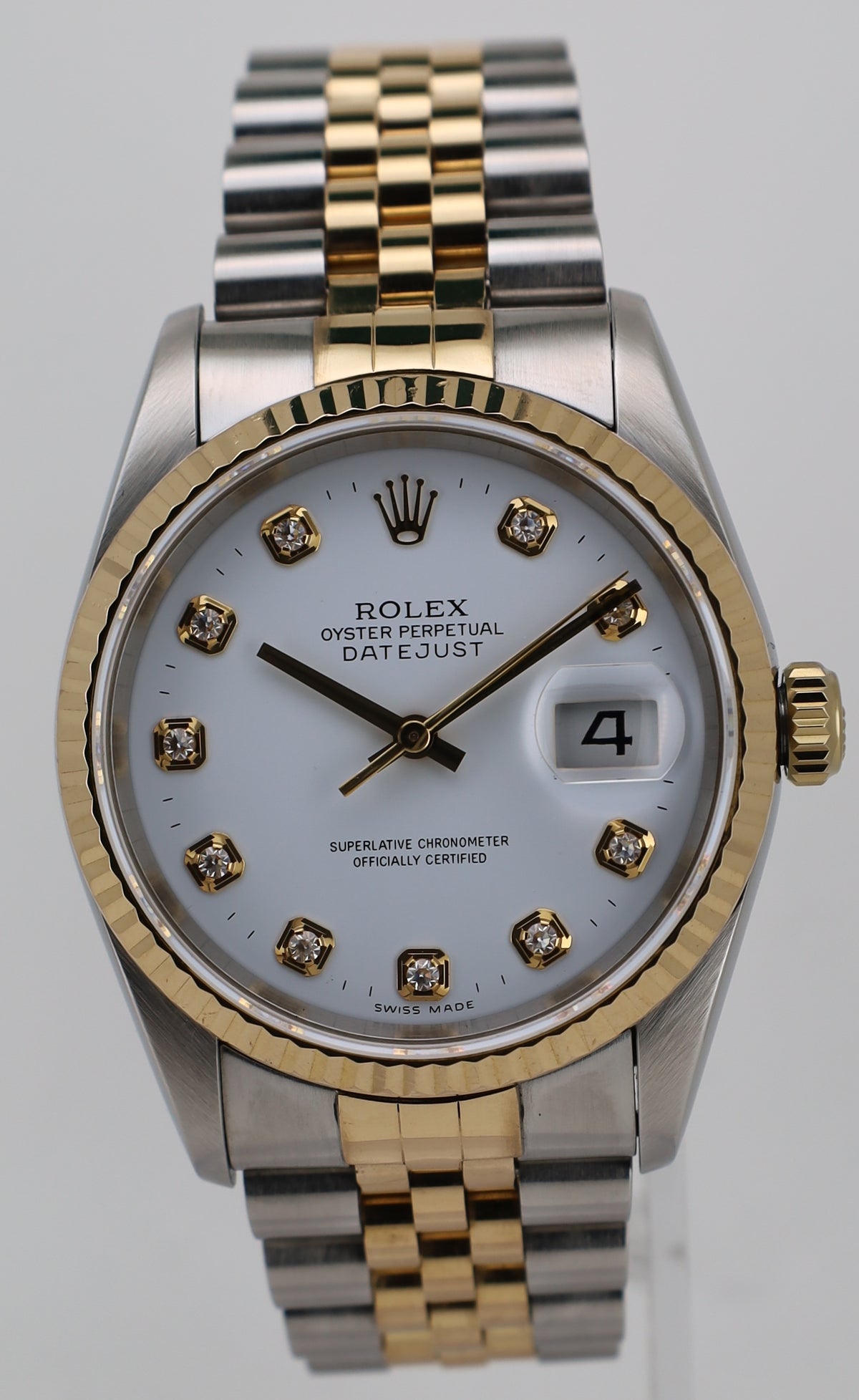 Rolex Datejust 36 Weiß Diamant - LC100 - Stahl/ Gold - Ref: 16233 - Full Set