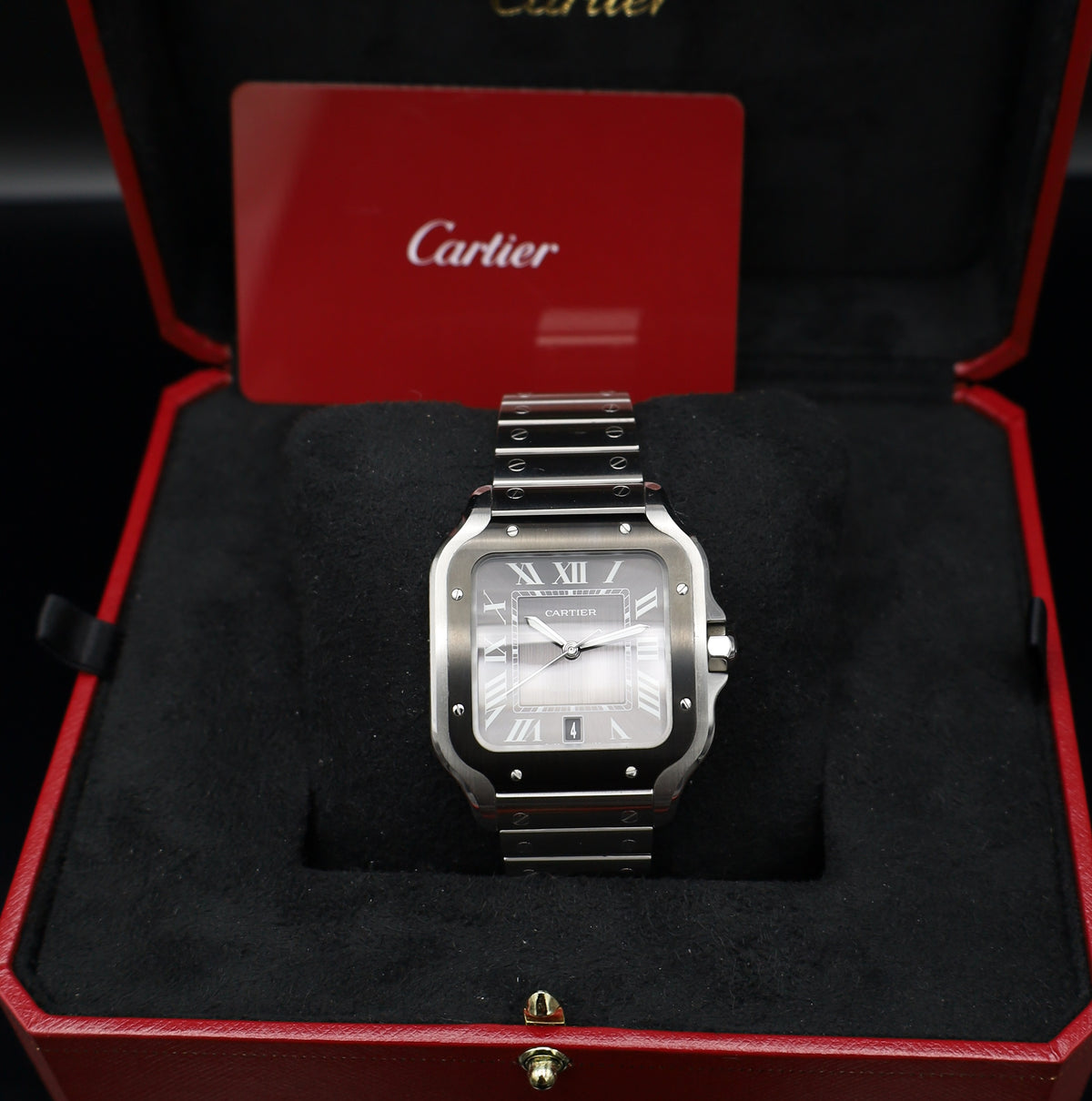 Cartier Santos De Cartier Grau Stahl u. Kautschukband - 2022 - WSSA0037 -Fullset