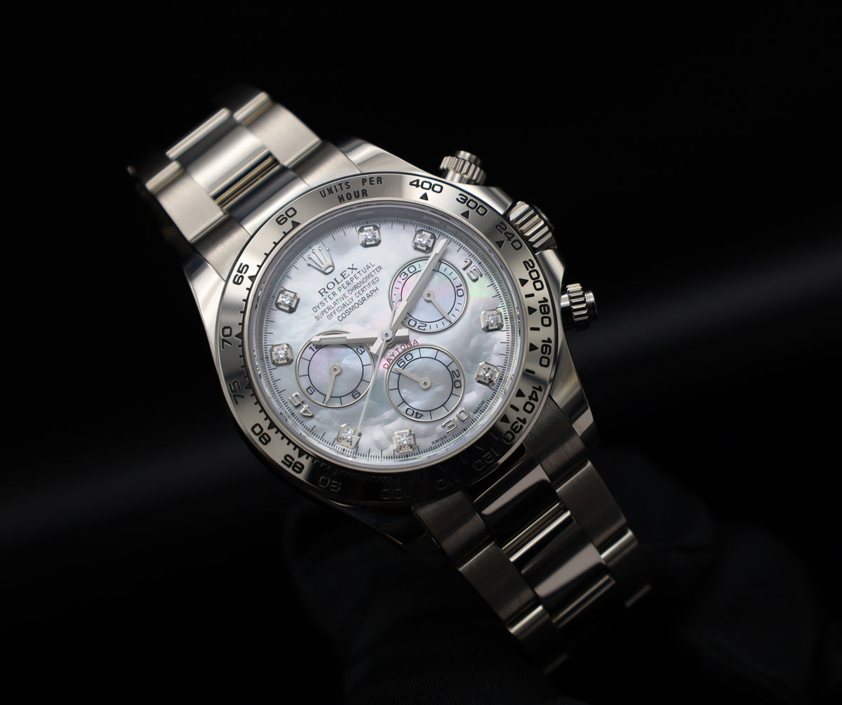 Rolex Daytona Weißgold Perlmutt Zifferblatt  - LC100 - MOP - 2021 - Fullset - Oysterband - 116509