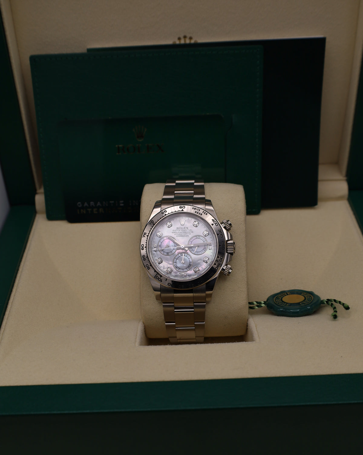 Rolex Daytona Weißgold Perlmutt Zifferblatt  - LC100 - MOP - 2021 - Fullset - Oysterband - 116509