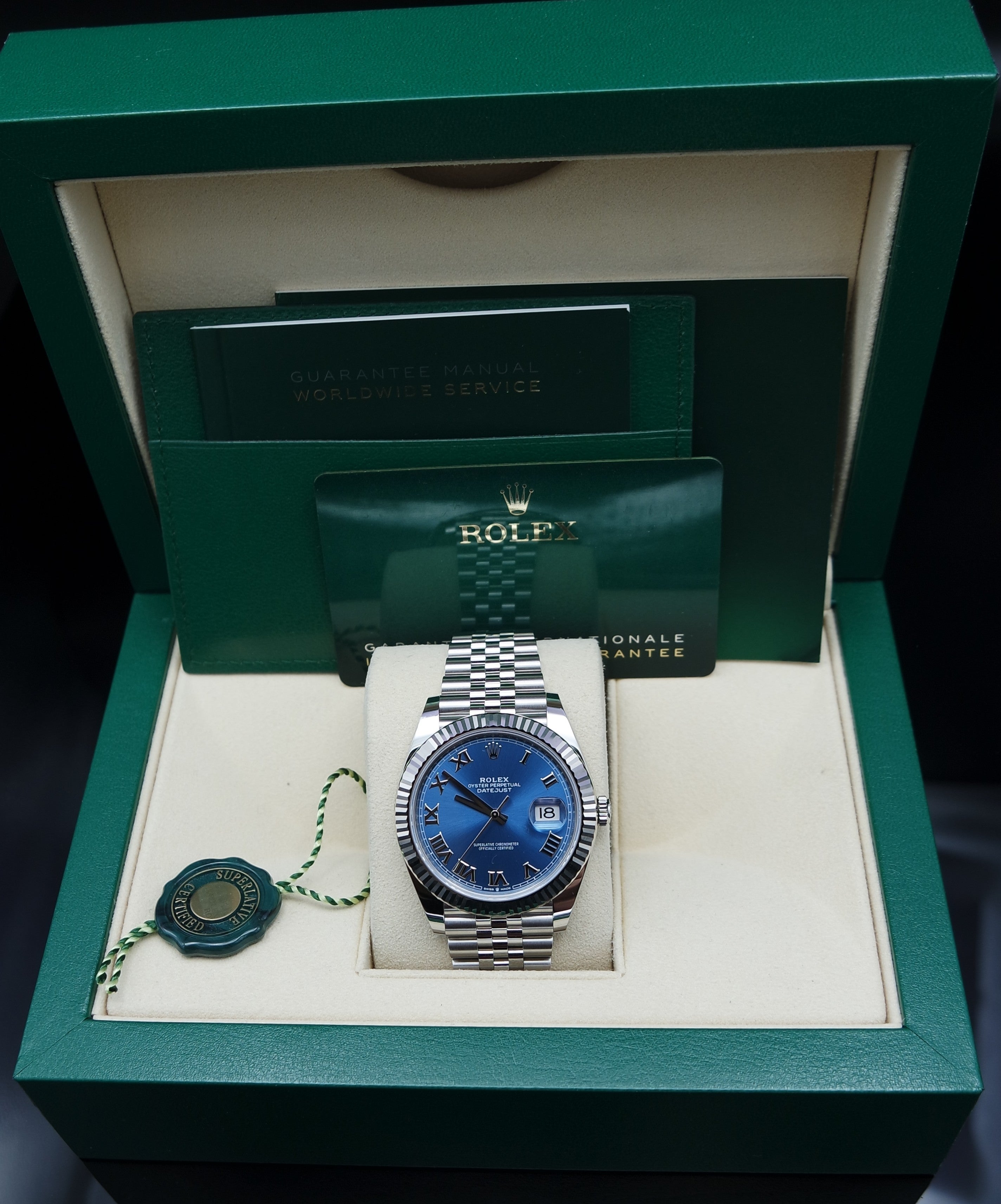 Rolex Datejust 41 Azzuro / Azure - Roman Dial - 2023 - Fullset - Jubileeband